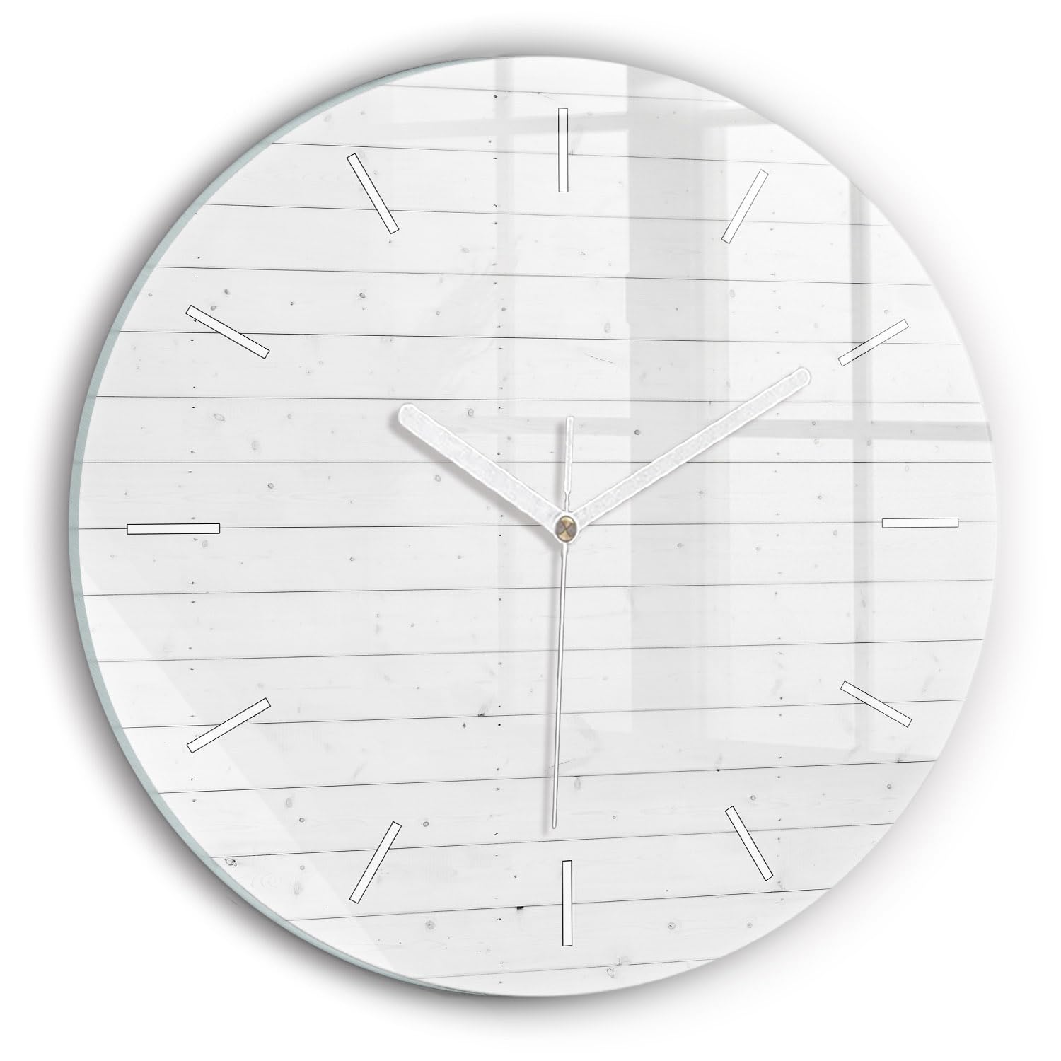 Horloge en Verre 30 cm Wallfluent Modèle Effet Panneaux en Bois Élégan