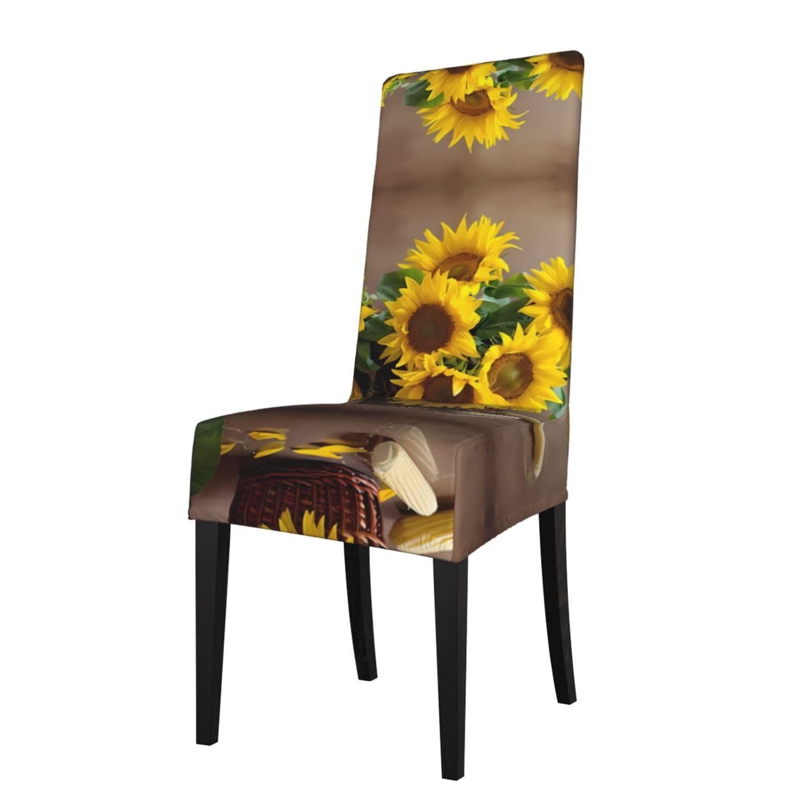 YYHWHJDE Sunflower and corn Prints Protection Cover for Dining Chair – Stretchable Slipcovers for a Refreshing Dining Room Makeover
