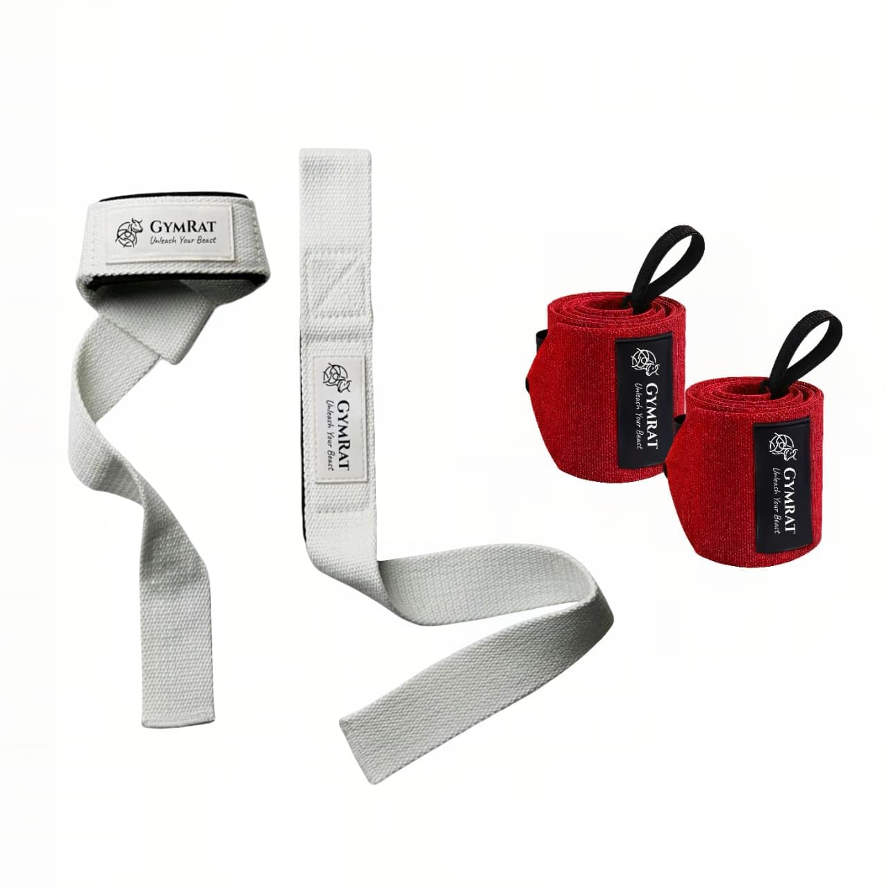 GYMRAT™ Weightlifting Wrist Wraps 24inch and Weight Lifting Straps with Padded Neoprene for Deadlifts Professional Quality Wrist Support with Heavy Duty Thumb Loop - Best Wrap for Powerlifting.-image-0