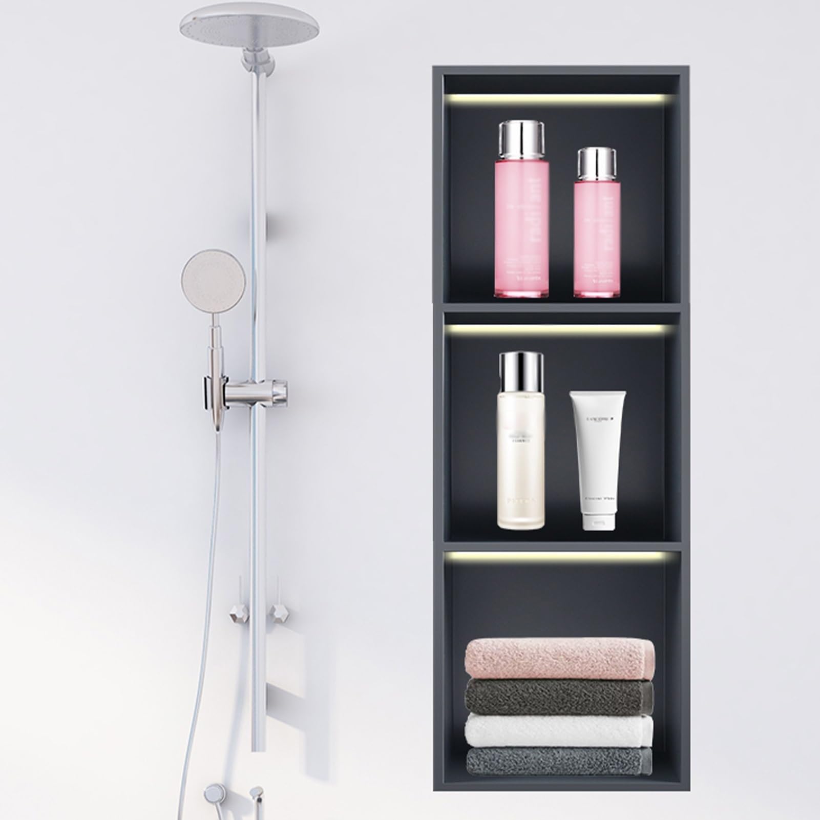 Yopappol Stainless Steel Wall Niche Bathroom Shelf Recess Waterproof Shower Caddy NO Tile Required Storage Shelf Wall Insert