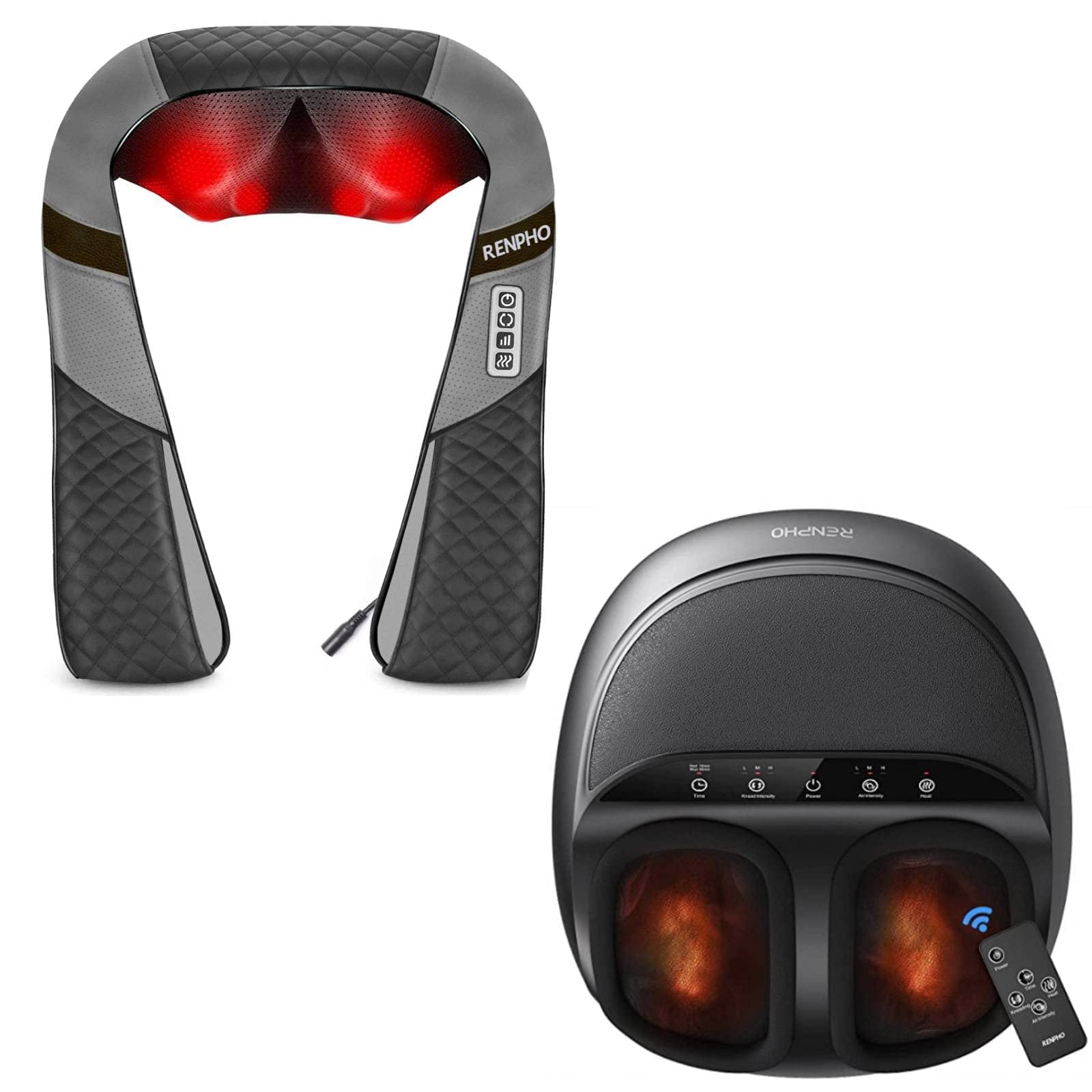 Neck Shoulder Massager with Heat & RENPHO Foot Massager Machine with Heat and Remote