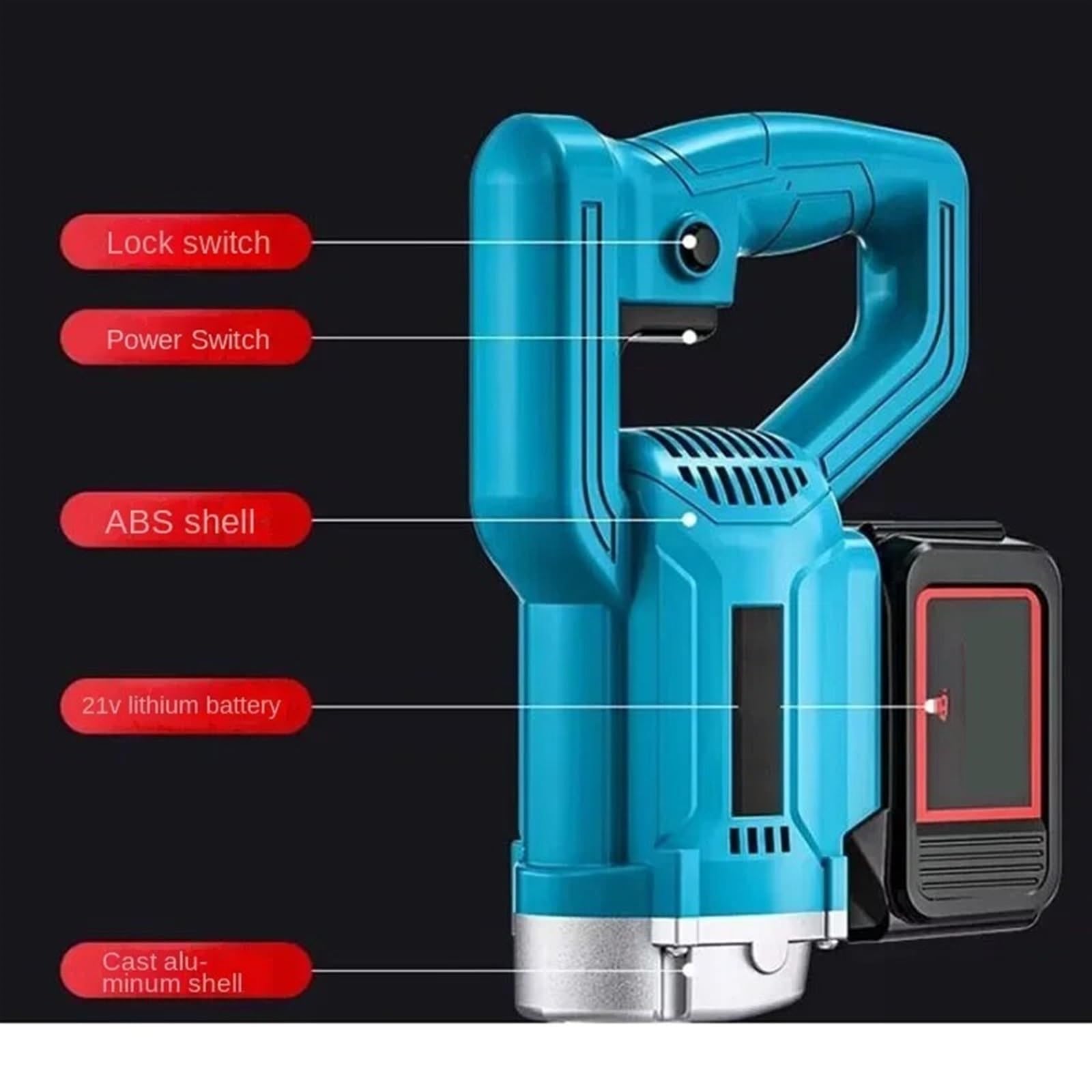 Vibrador de hormigón eléctrico recargable de 3880 W, pequeño y portátil, con batería de litio
