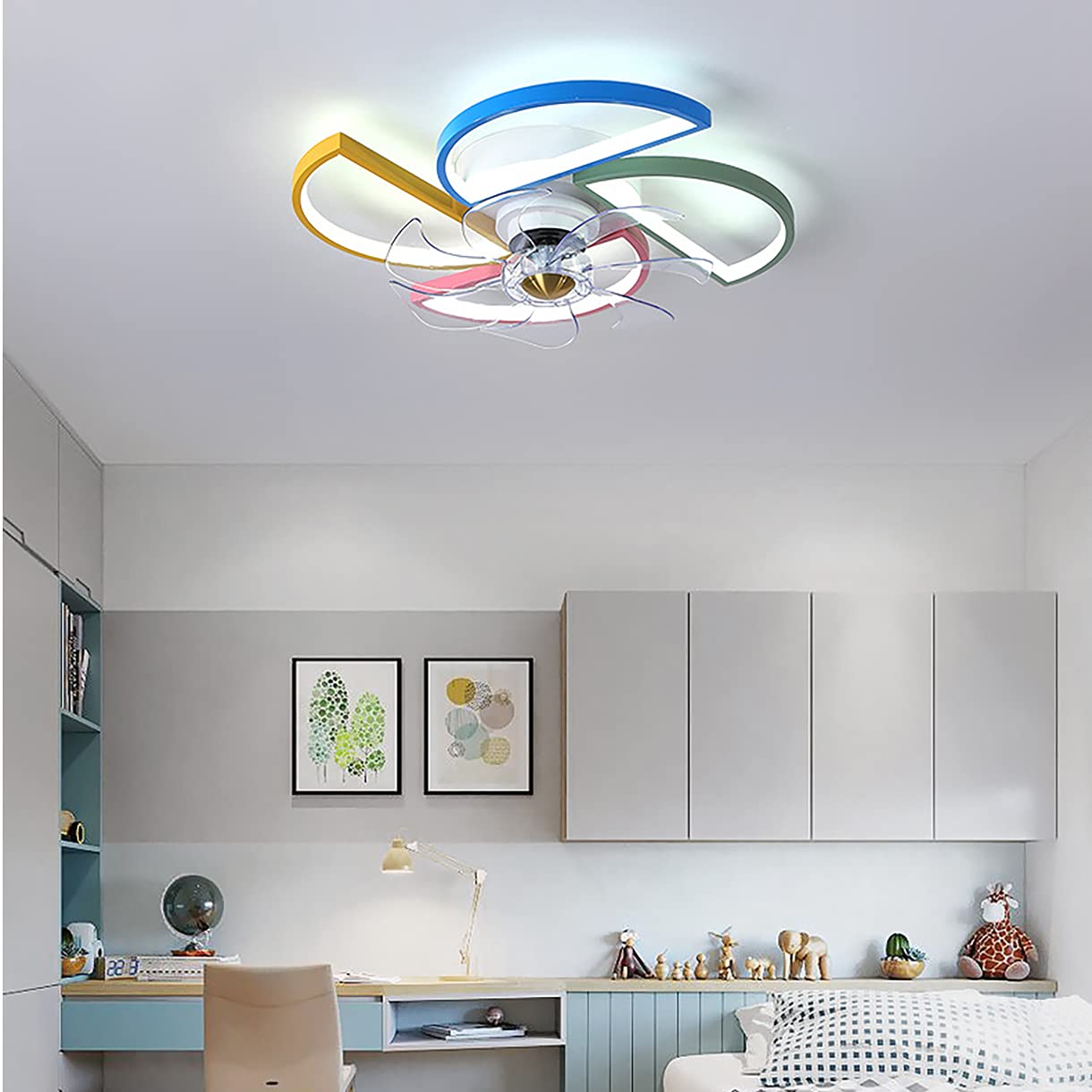 Ventilateurs de plafond avec lumières pour chambre enfant sans bruit