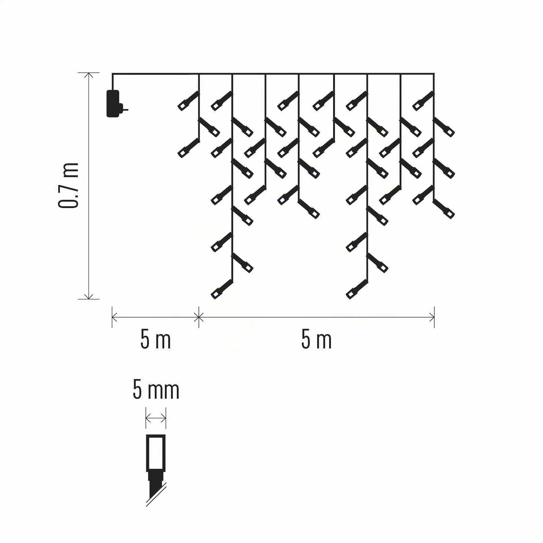 EMOS LED-Eisregen Lichterkette, 5m Weihnachtslichterkette + 5m Zuleitung, 8 Lichtmodi, Fernbedienung und Netzteil mit Timer, 300 LEDs, IP44 für Innen und Außen, Warmweiß