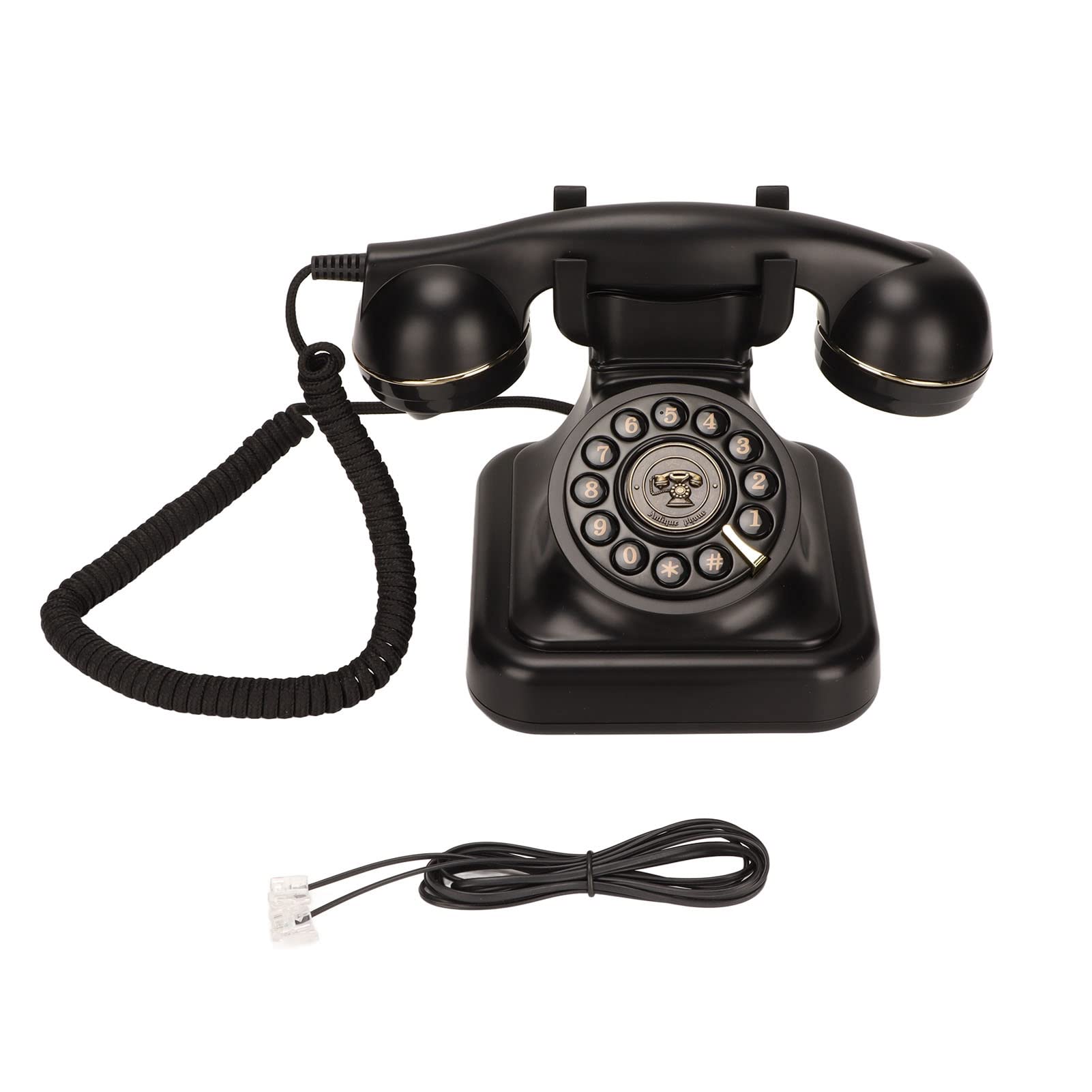 Vintage vaste telefoon Retro vaste telefoon met microfoon, schijfknop, PLUG en Play voor Home Decor