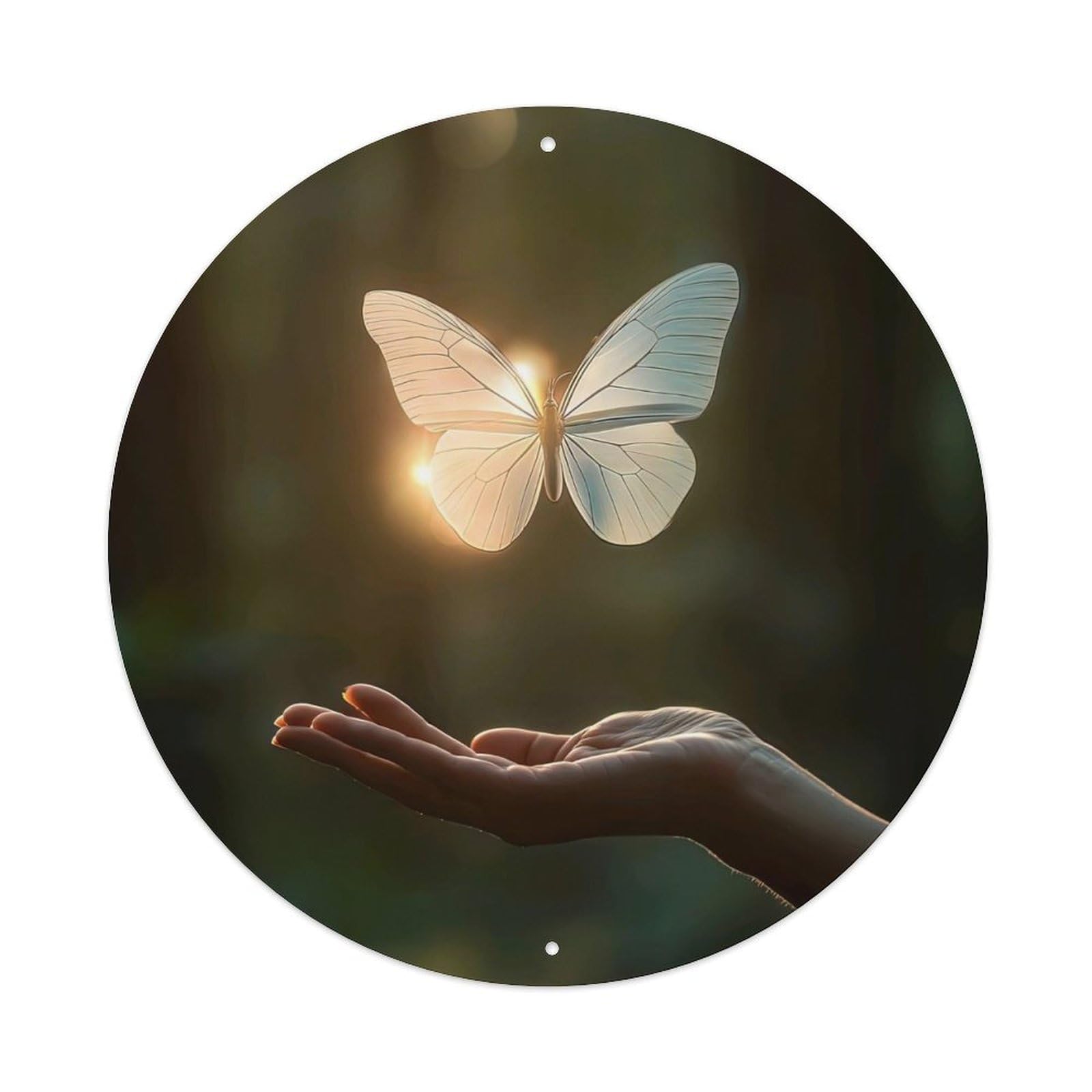 Cwbufd Vintage Style Animal Blue Morpho Butterfly Iridescent Wings Water Droplets Dynamic Flight Vintage Metal Tin Sign Plaque Wall Decor For Cafe, Club Bar, Office, Garden Metal Poster 8X8inch