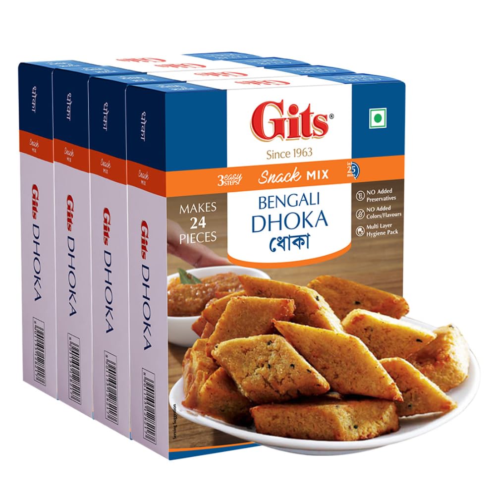 Gits Instant Dhoka Snack Mix, Makes 24 Pieces, Pure Veg, Indian Snack Mix, 800g (Pack of 4, 200g Each) (B095YZSB9C) Amazon Price History, Amazon Price Tracker