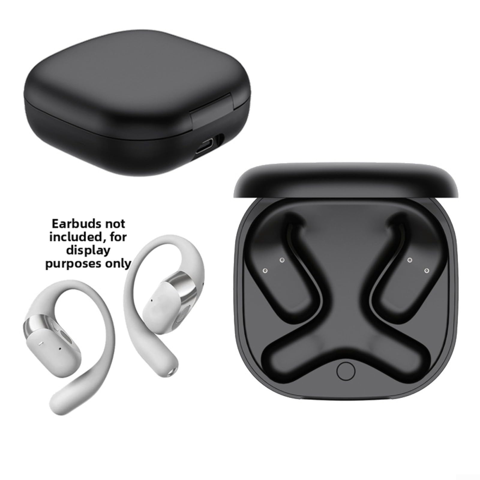 Walizka ładująca do Shokz OpenFit 2 i OpenFit 2+ T920 T921, wejście USB C, etui z ABS, czarne, przenośne etui z kablem do słuchawek