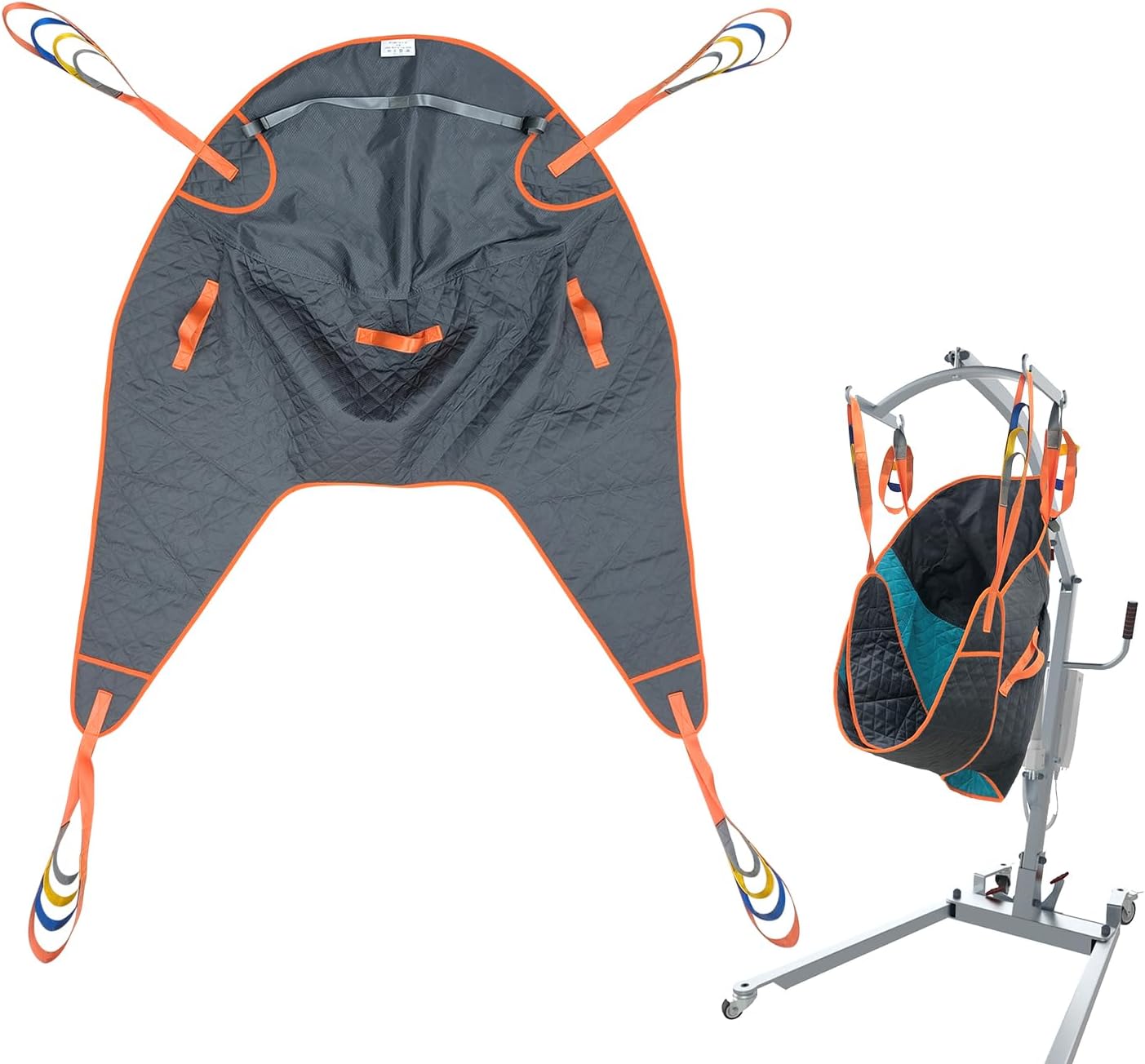 Patient Lift Sling for Home Use, Padded U-Sling with Asjustable Head Support, Universal Patient Lift Sling, Divided Leg Sling for toileting, Transfer Lift Slings, Size M, Supports up to 500 lbs