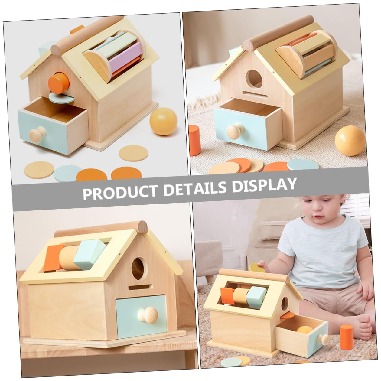 Mikinona Juguete Educativo Montessori de Madera para Bebés de 1 a 3 Años, Caja de Monedas Segura para Entrenamiento de Habilidades Motoras Finas en Educación Temprana