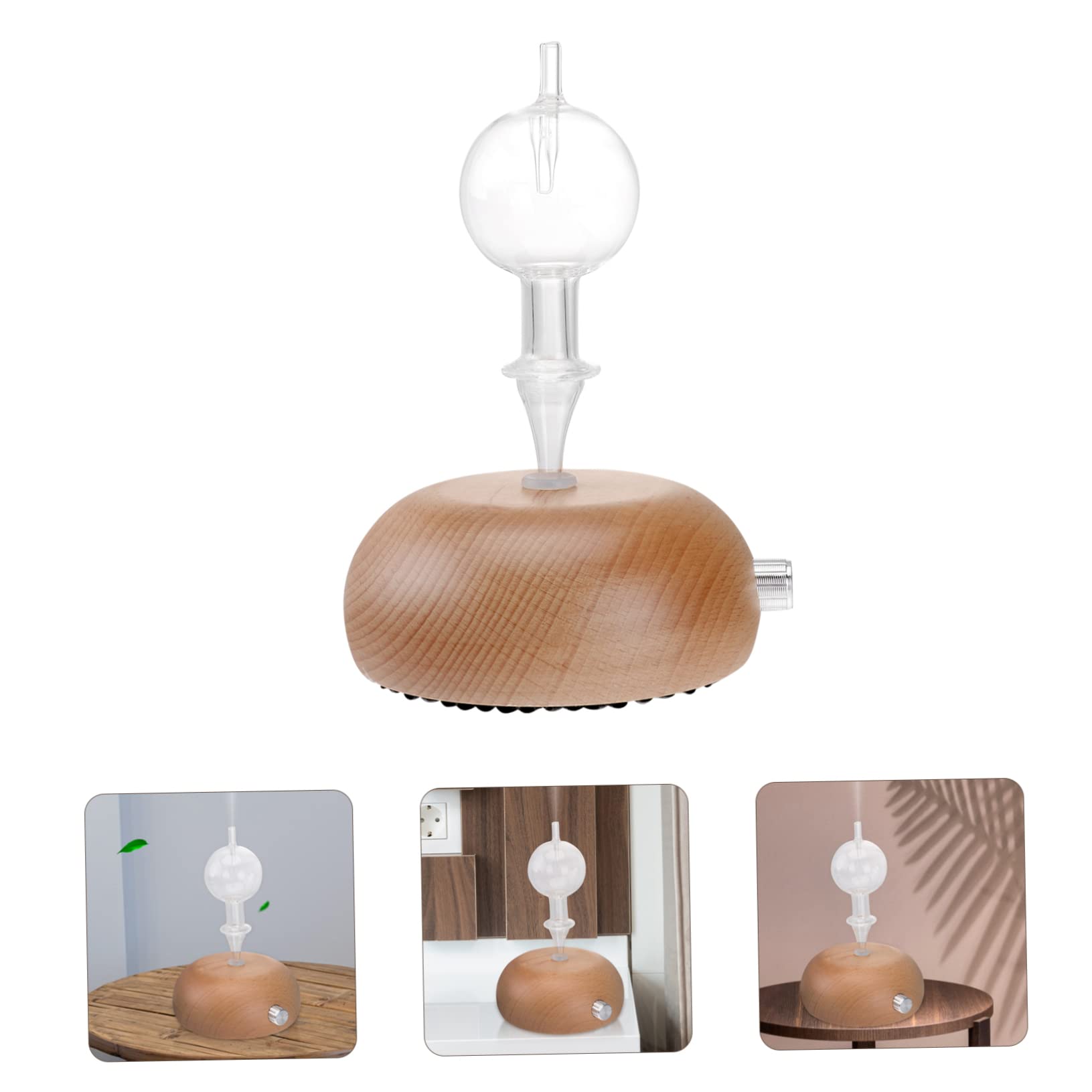 Mikinona Difusor de Aceite de Madera y Vidrio para Aceites Esenciales con Ajuste de Niebla Hogar y Oficina, Diseño Romántico Consumo de Energía Estilo Aleatorio