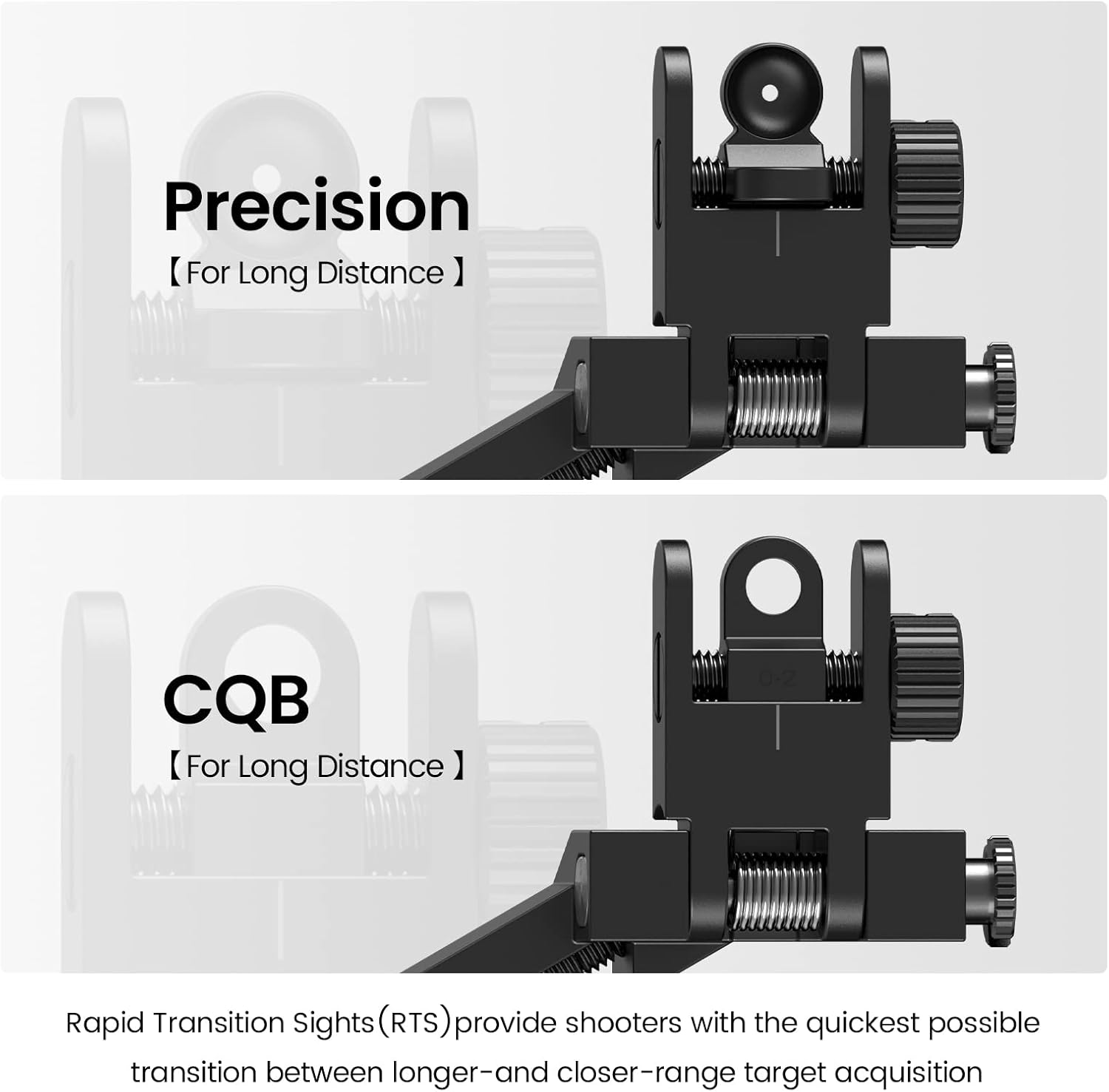 OTW Flip Up Sight 45 Degree Offset Rapid Transition Front and Backup Rear Sight Iron Sight Picatinny Accessories