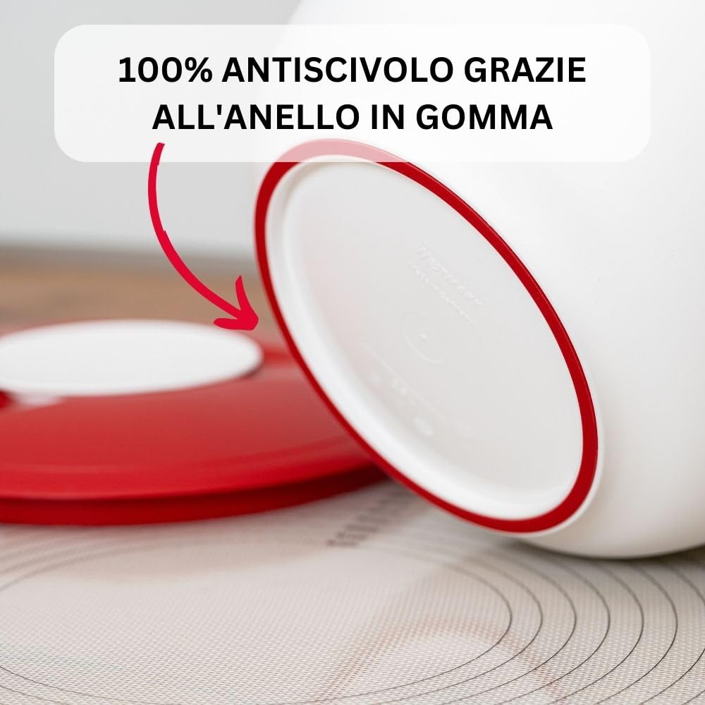 Westmark Ciotola da cucina con coperchio in due parti, 3,5 l, Con beccuccio, Plastica, Bianco/Rosso, 3155227R