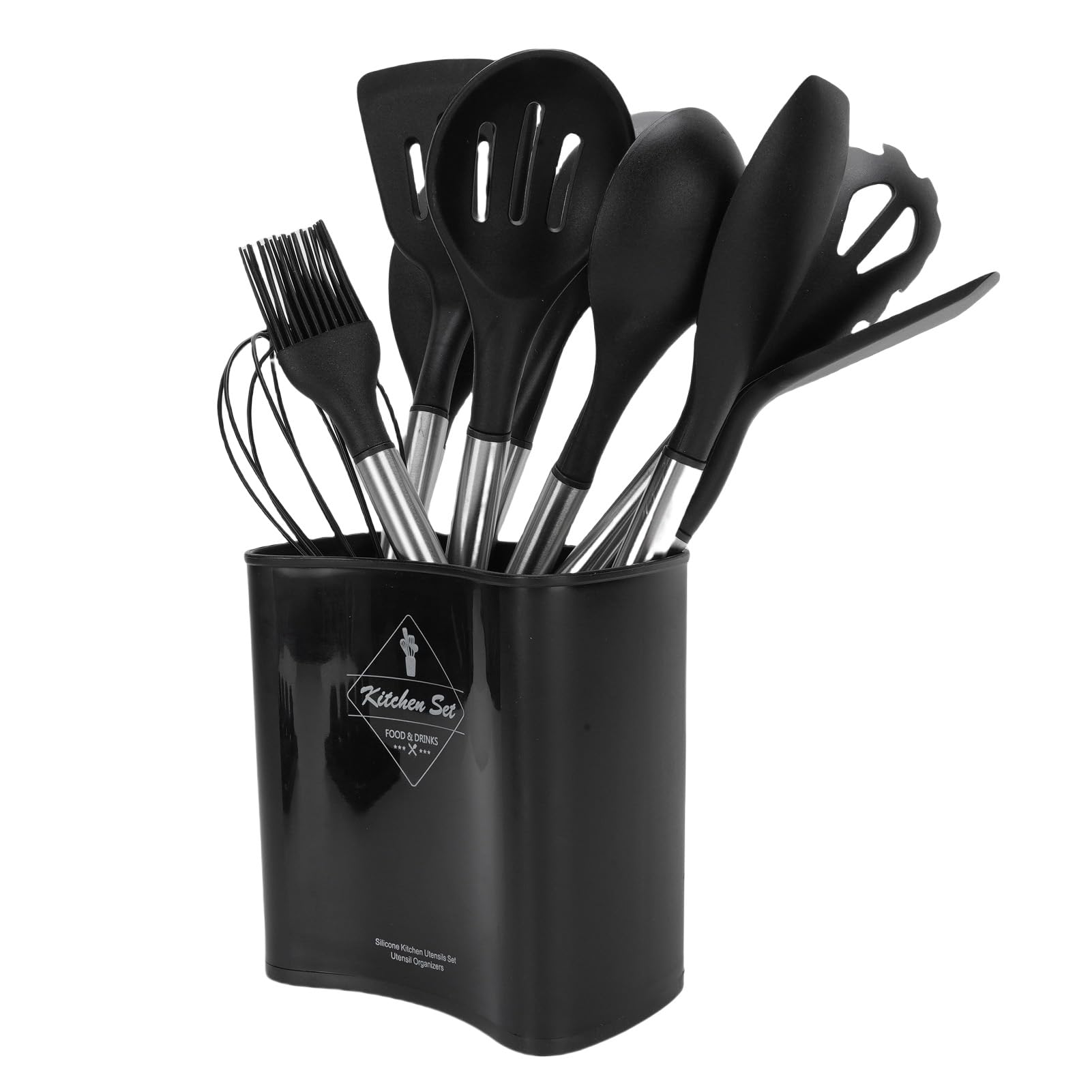 Juego de Utensilios de Cocina de Silicona Resistente Al Calor, Juego de Utensilios de Cocina Ki, de de Silicona Resistentes Al Calor con de Acero Inoxidable, 10 Piezas, sin de, Kit de