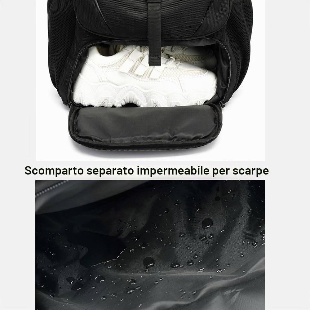 Grande Zaino da Viaggio, Zaini per PC Portatili Per Tarvel, Borsa da Viaggio, Zaino Uomo con Scomparto per Scarpe,Nero