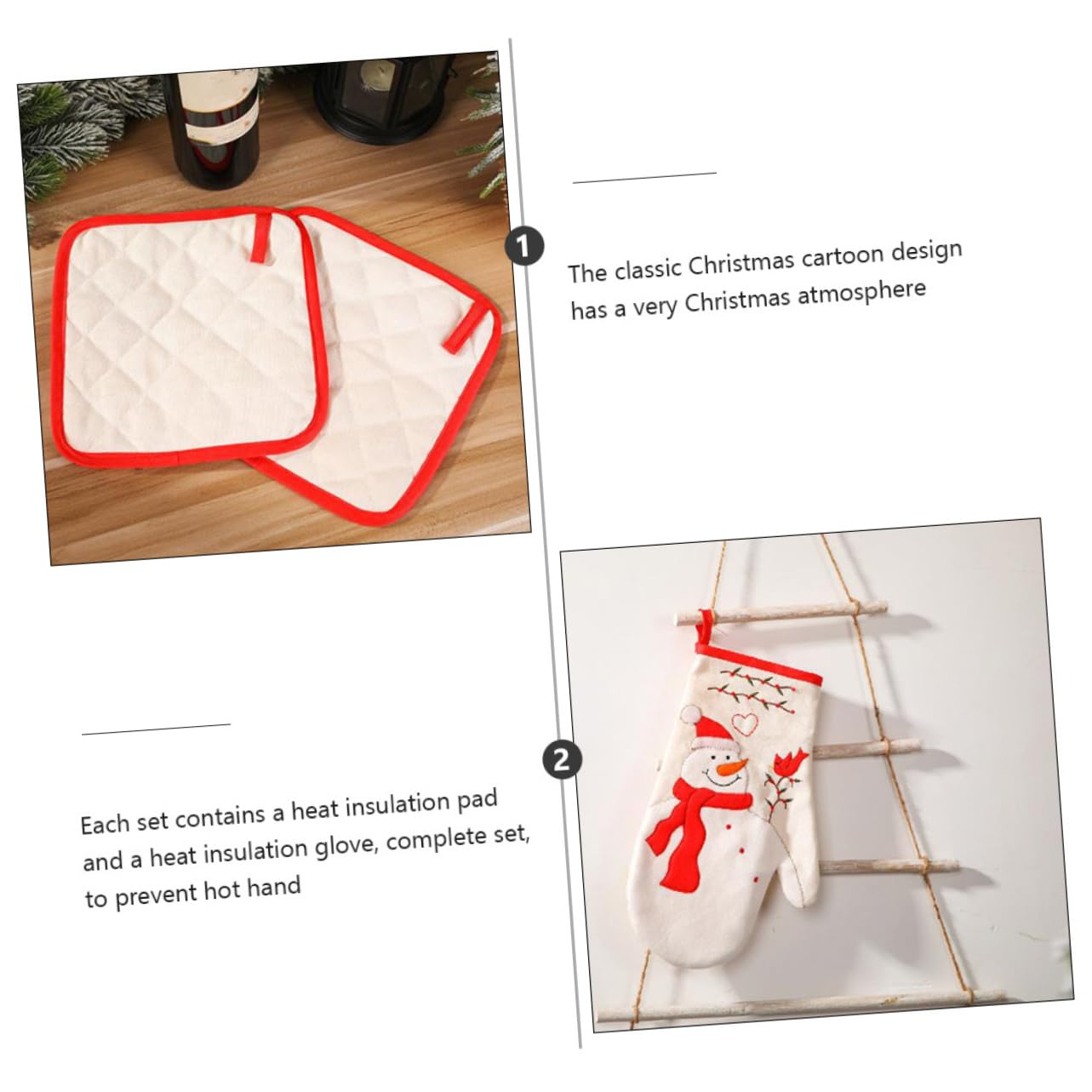 Ciieeo 6 Piezas Paquete de Mano Aislado manteles de Mesa de Navidad Manoplas de Horno Guantes de Cocina manteles Individuales Guante de Horno y Mantel Accesorios de Cocina