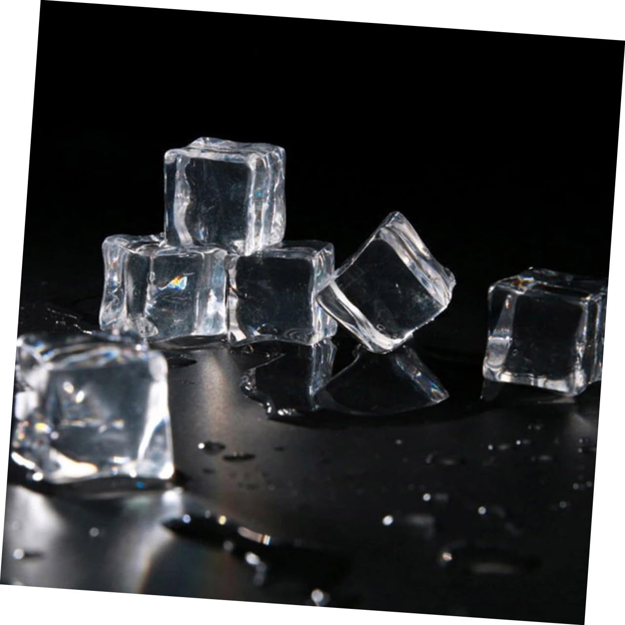 48 Cubitos de Hielo Acrílicos Reutilizables Transparentes Ligeramente Irregulares para Decoración y Accesorios de Fotografía en Eventos y Cenas