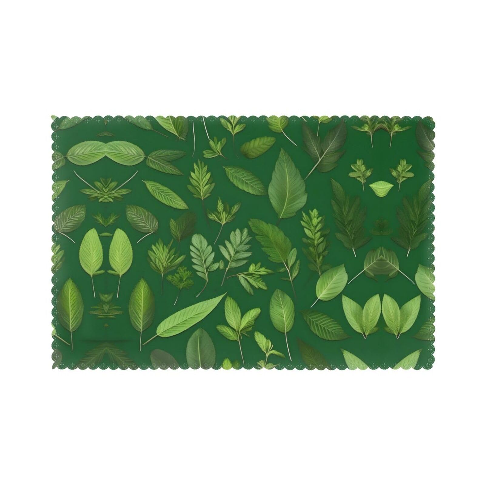 Herb Plant Leaves Christmas Placemats Set of 6,Washable Table Mats