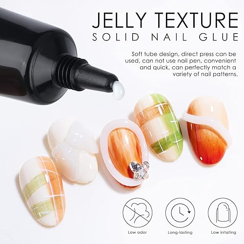 Miniatura 4 de KYDA 2 unidades de gel de uñas 3D de 0.3 fl oz, transparente y negro, 3 en 1 para escultura de uñas para tallar, pintura y molde, pegamento de