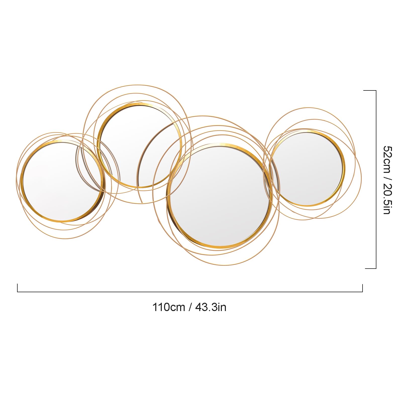 Espejo de pared decorativo grande, moderno espejo dorado para decoración de sala de estar, espejo de decoración de pared de metal con anillo de estrella para entrada, dormitorio, comedor, 43.3 7