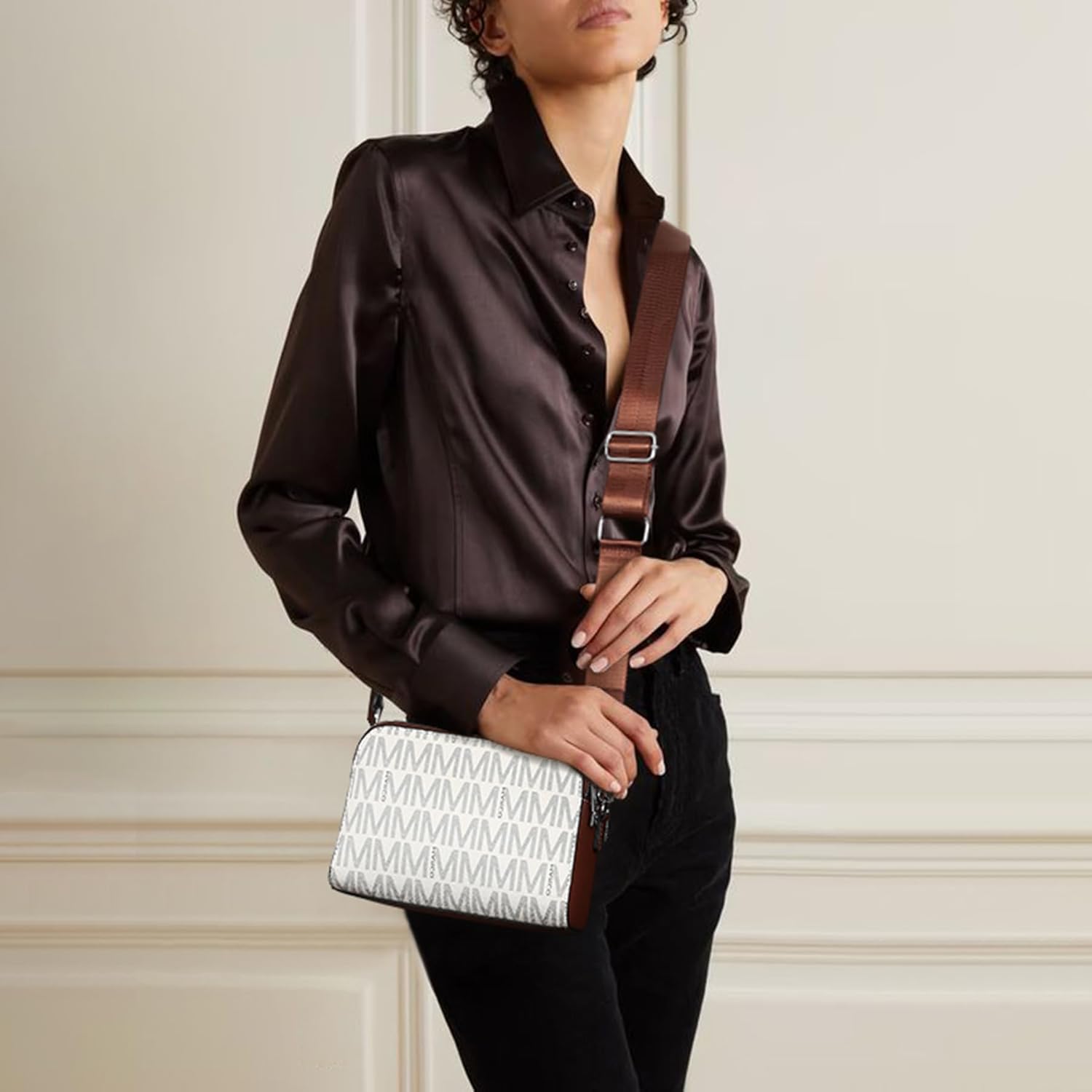 Crossbody Bags for Women Triple Zip Vegan Leather Camera Purses Small Shoulder Handbags with Wide Strap - Image 2