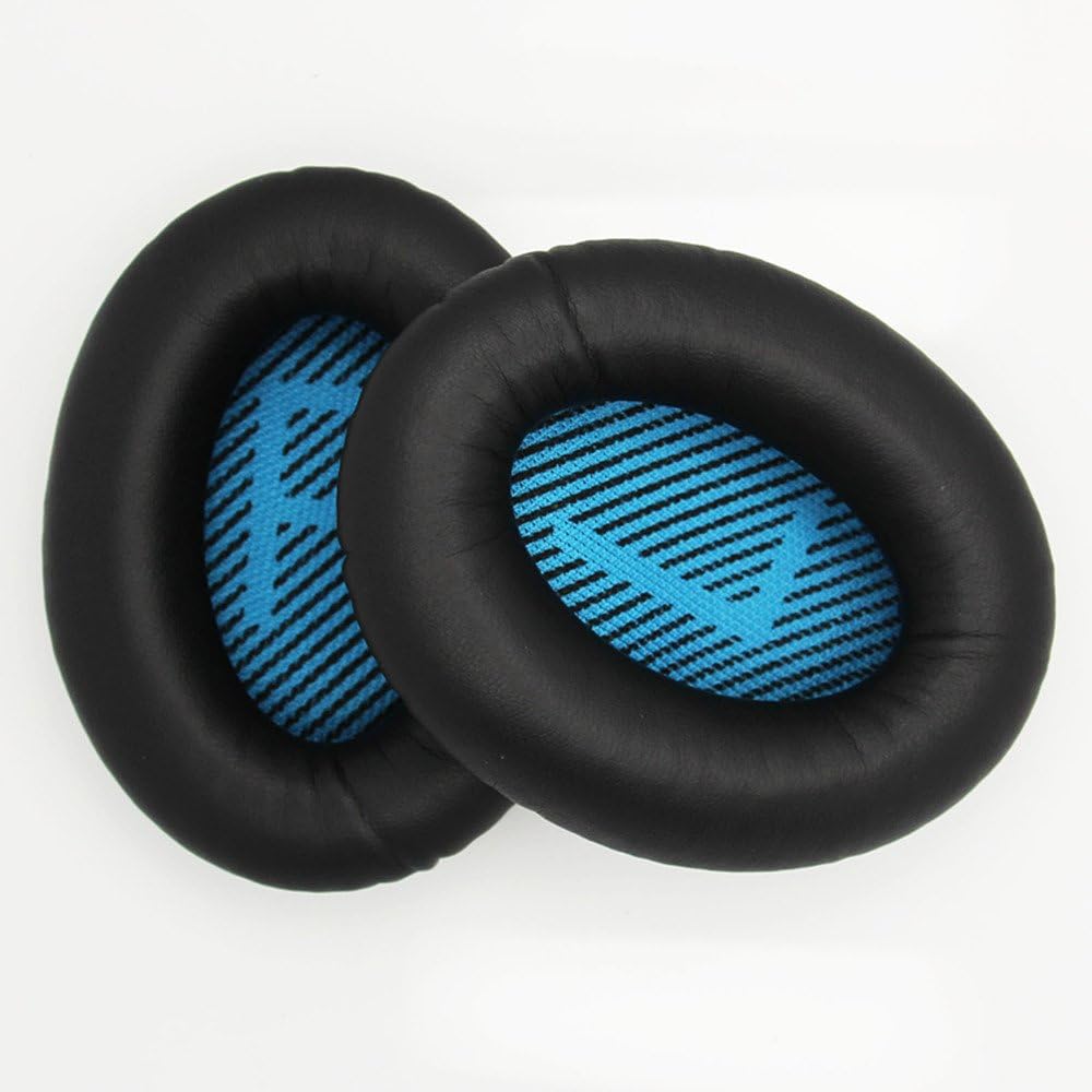 Seninhi for Bose QC2 QC15 AE2 QC25 Monitor Stereo Headphones Ear Pads Protein Leather Cushion Replacement 3 Colors to Choose from (Black and Blue)