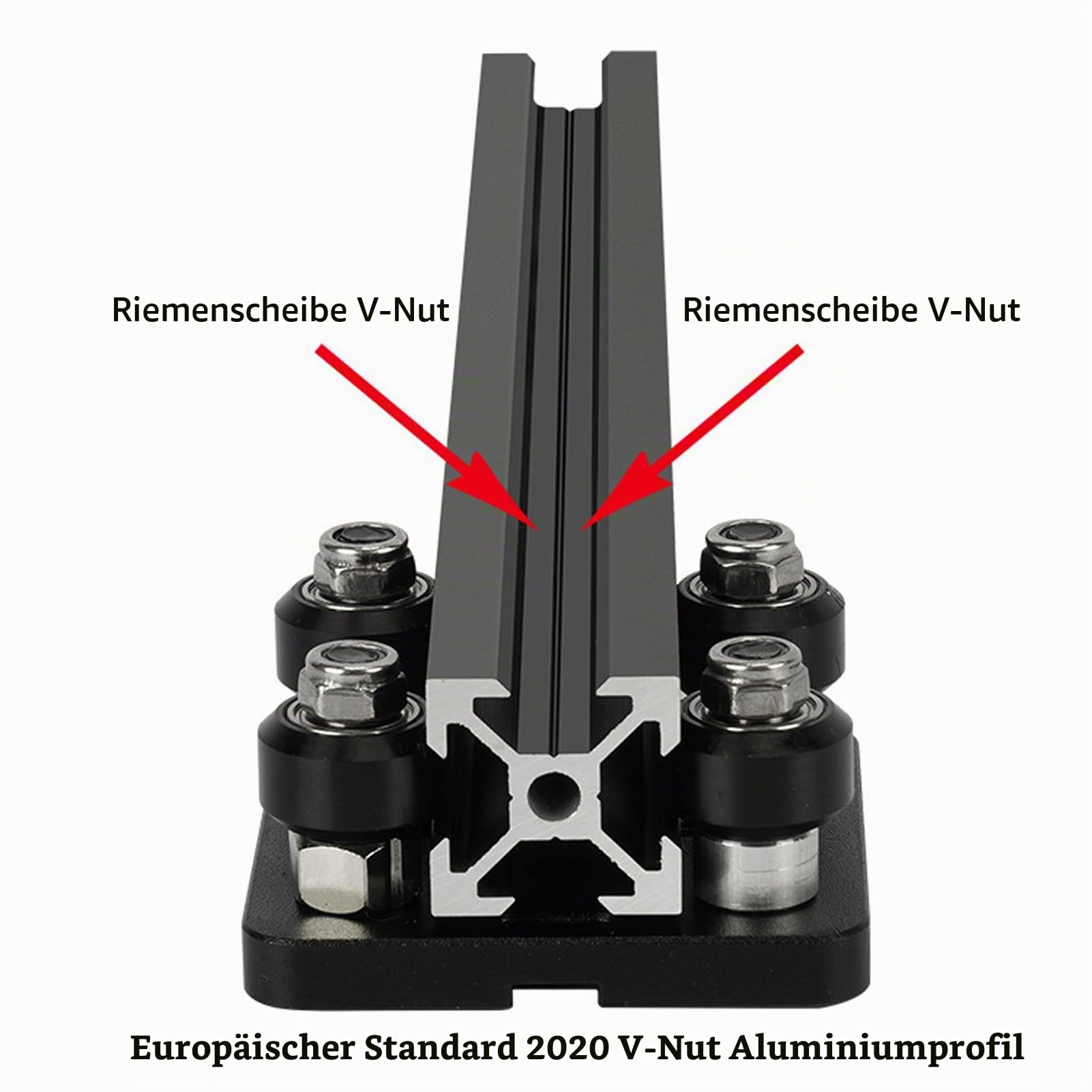 4 Stück V-Radplatte Kleine Rillenschlitz-Gantry-Stangenplatte mit Rad für 2020 V Aluminiumplatte CNC 3D Drucker Zubehör Schwarz