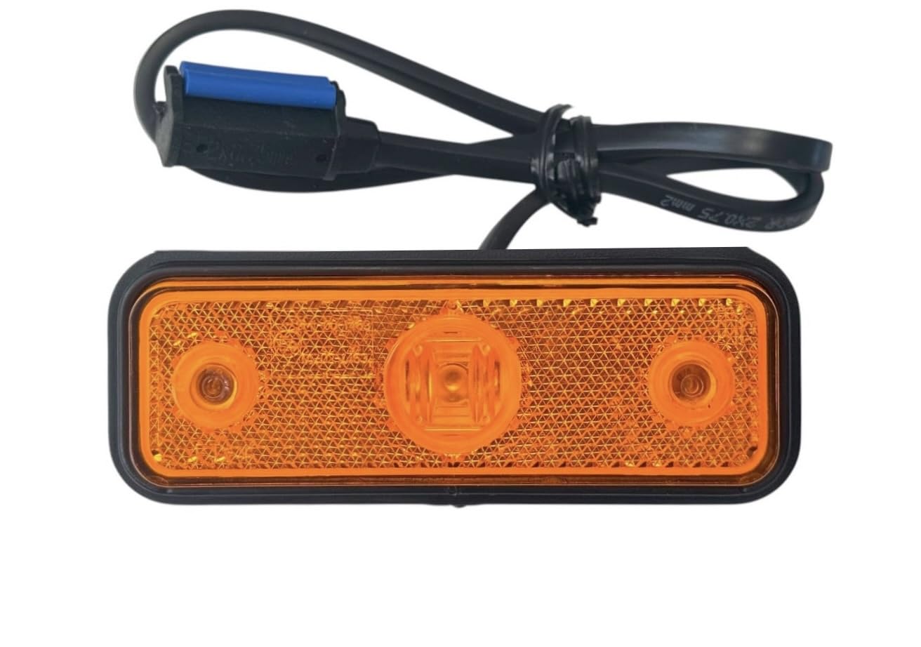 2x LED Umrissleuchte Anhänger 12V 24V - Begrenzungsleuchte Positionsleuchte - mit/ohne Halter - E9 Zulassung - für Trailer LKW Wohnwagen (Gelb + QS075 Schnellanschluss)