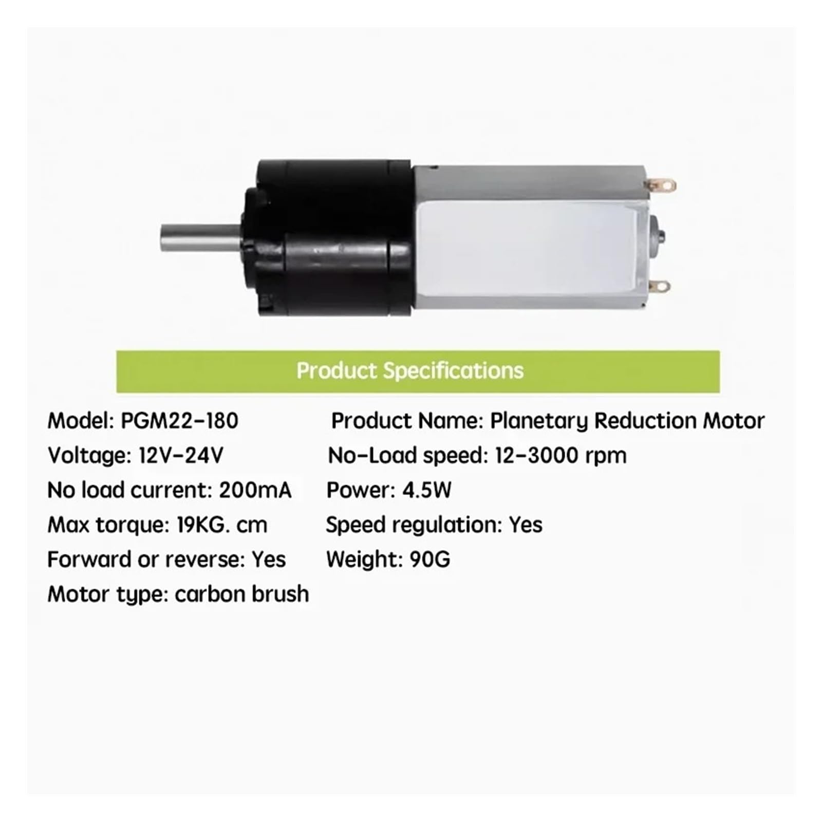 19KG 22mm 180 Planetary Reducer Motor DC 12V 24V 12-3000rpm high Torque Gear Speed Regulation Micro Low-Speed Motor small Motor(47RPM_2)