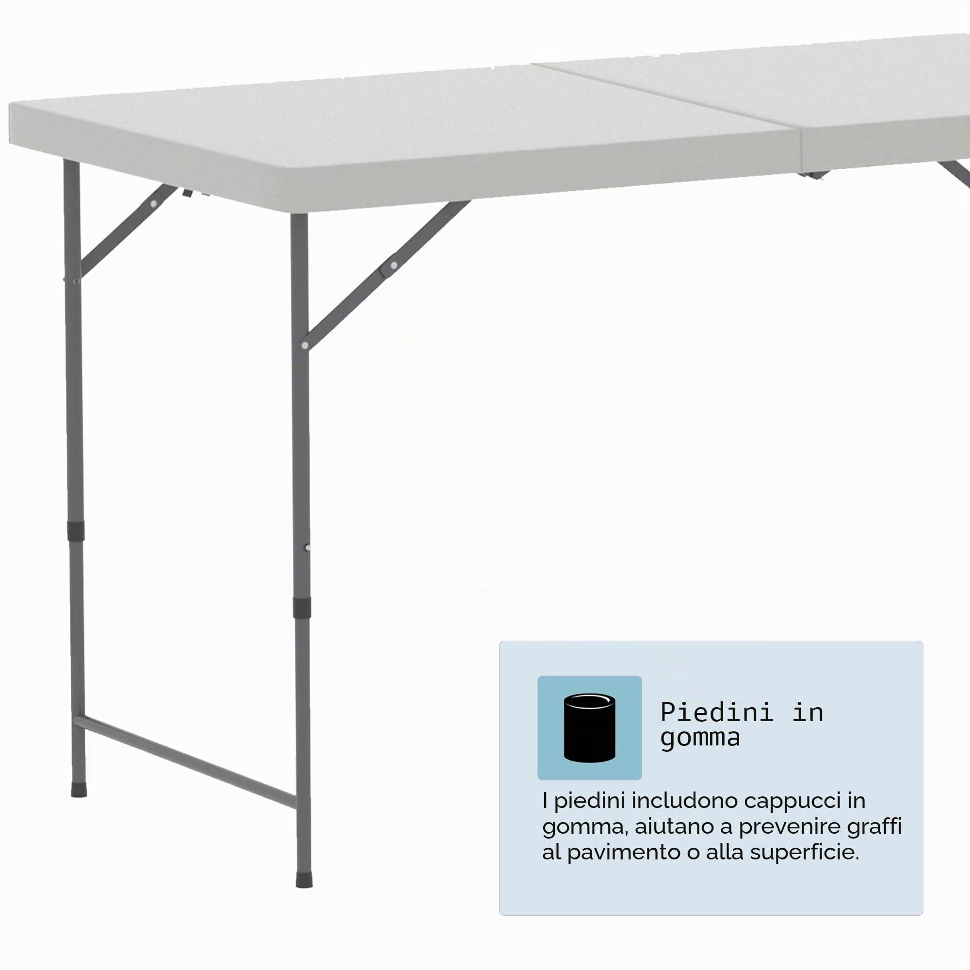 Home Vida Tavolo pieghevole 4 piedi Resistente Extra Resistente Campeggio Buffet Matrimonio Mercato Giardino Festa Auto Stallo Picnic Cavalletto Interno Esterno