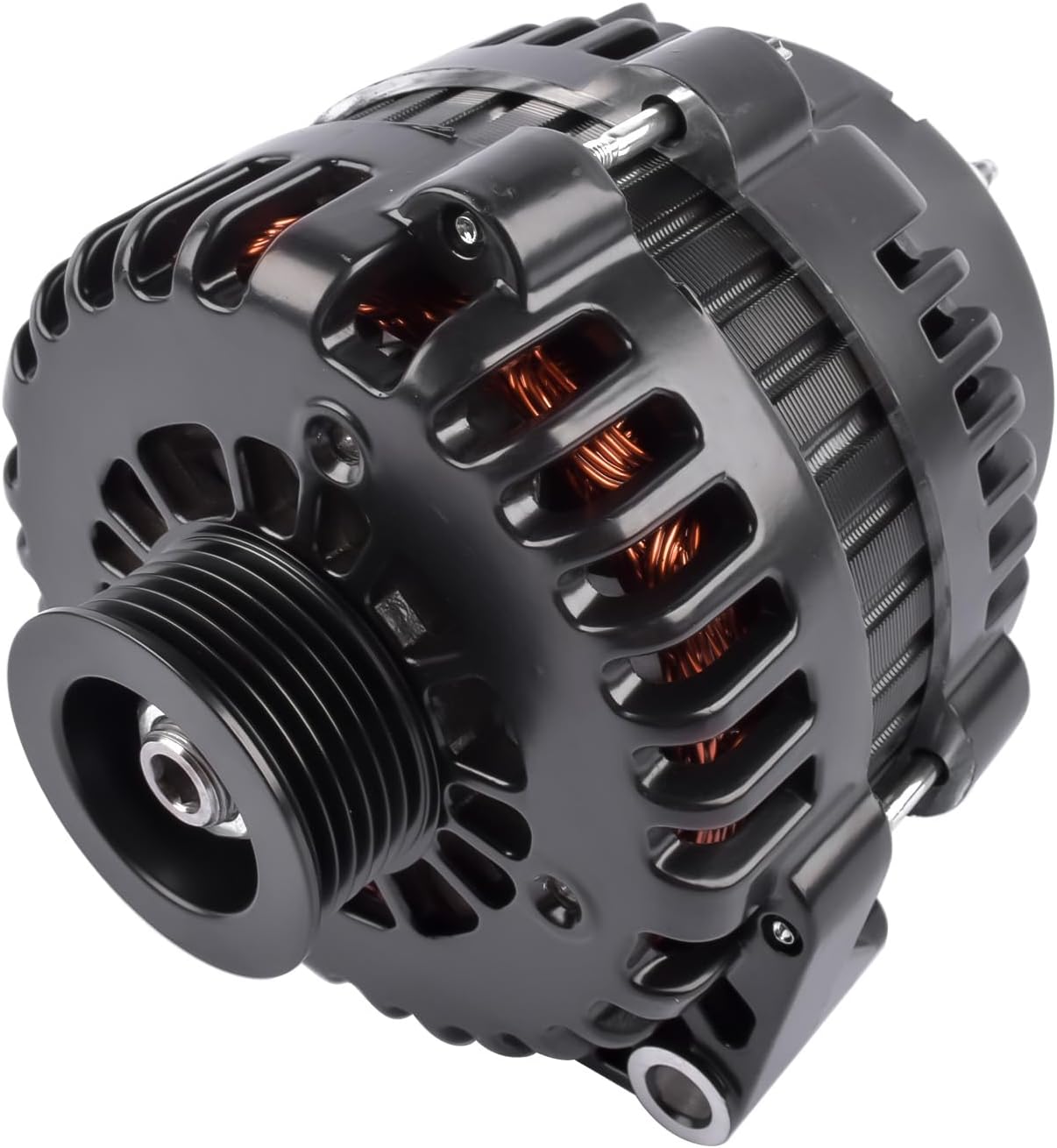 220Amp 12V Black Alternator 4-Pin AD244 Replacement for GM LS Based Trucks Vans & SUV Applications 1999-2006