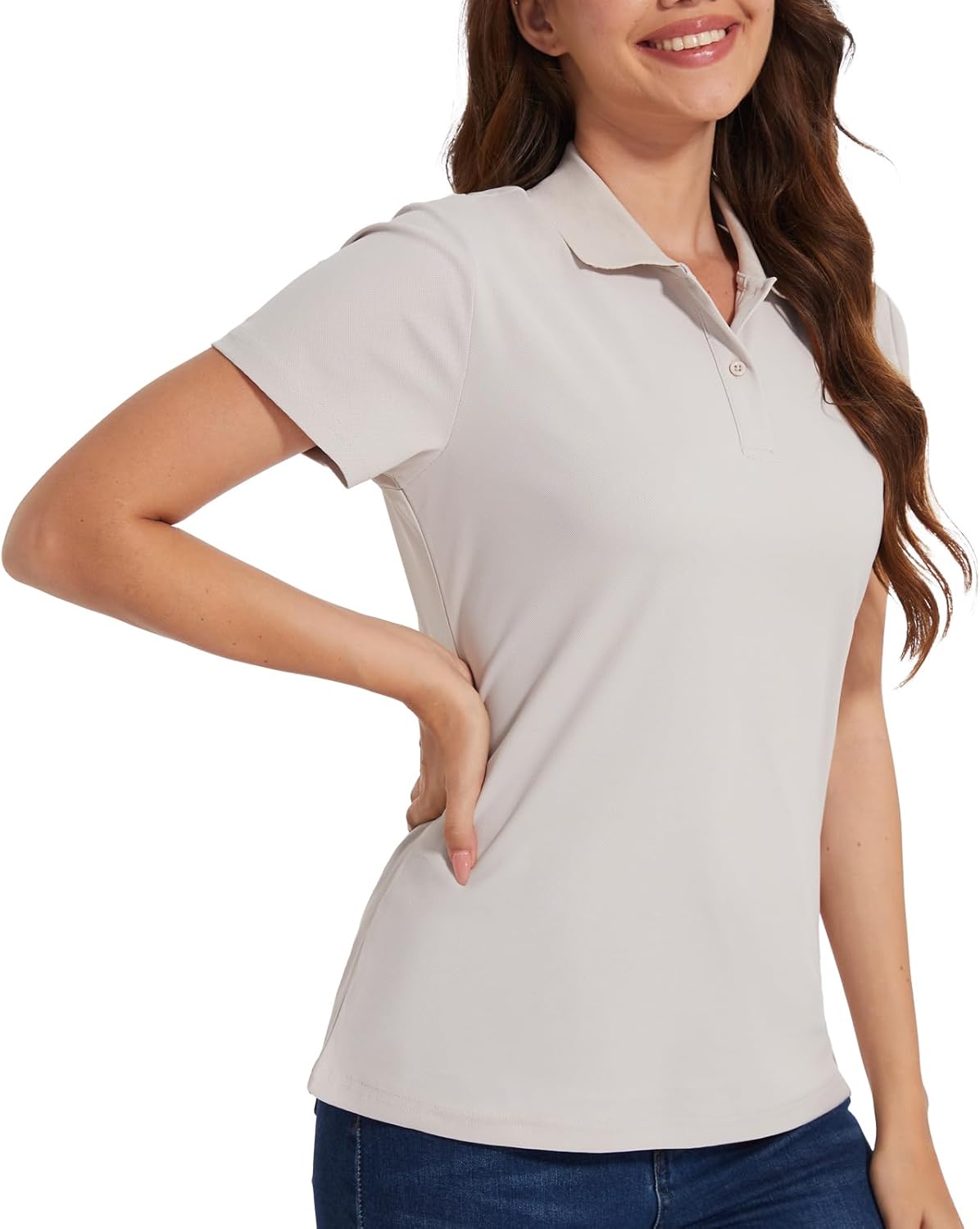 Casei Womens Polo Shirts Golf Shirts Quick Dry Moisture Wicking Black and White Polo Shirt 3X-Large Khaki