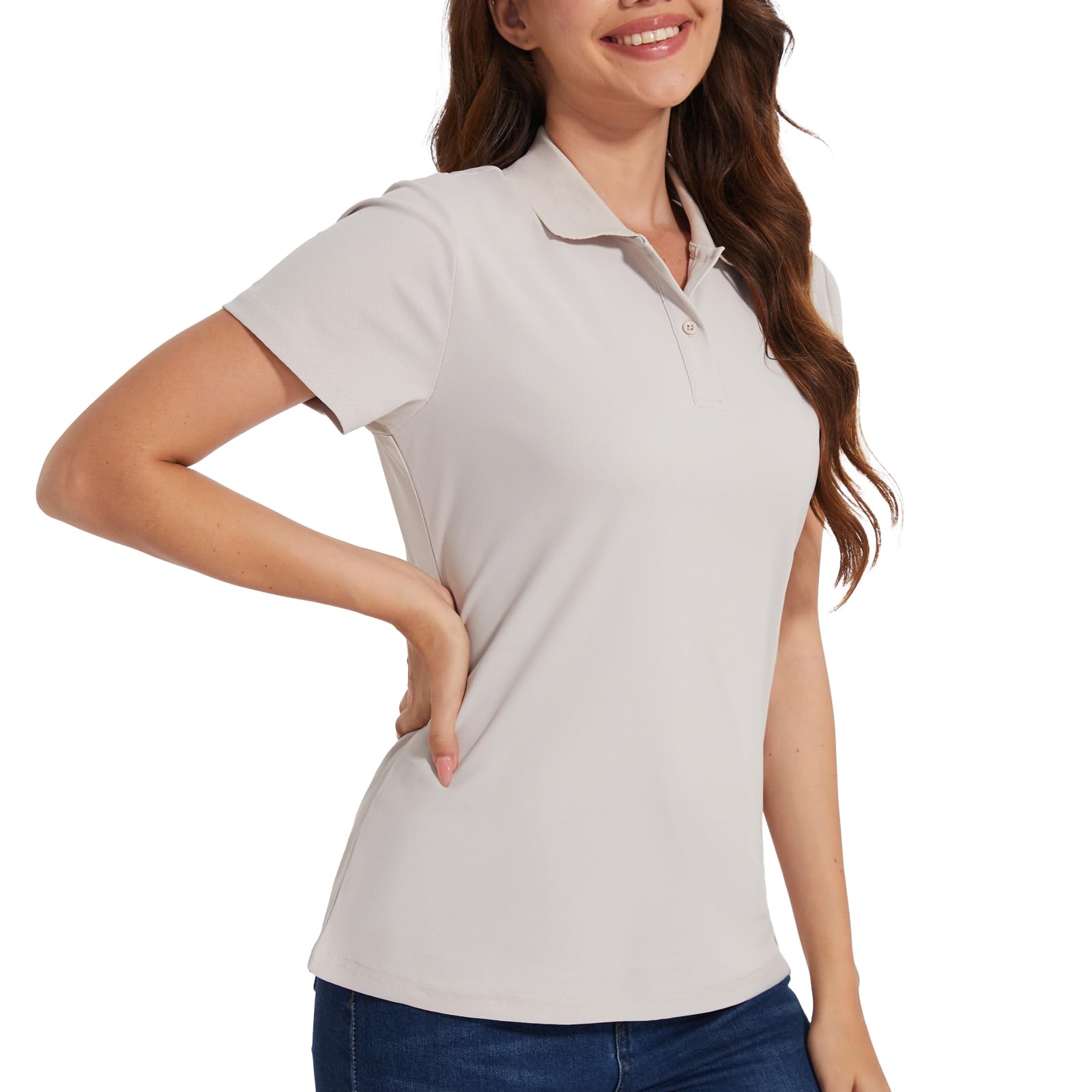 Casei Womens Polo Shirts Golf Shirts Quick Dry Moisture Wicking Black and White Polo Shirt Small Khaki