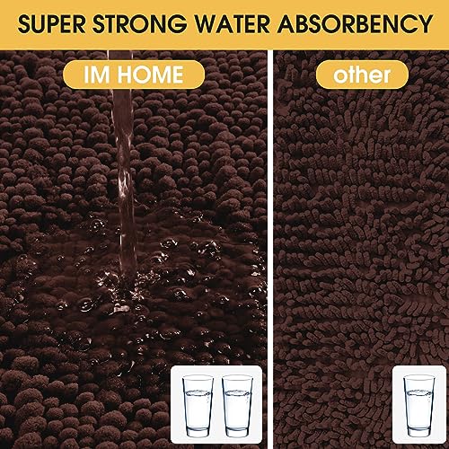 ACCUMTEK Upgrade Extra Large Brown Bathroom Rug Set 3 Pieces Ultra Soft, Thick Absorbent Bath Mats, Non Slip Chenille Toilet Mat for Bathroom, Bedroom, Kitchen, Dark Coffee by ACCUMTEK - Image 3