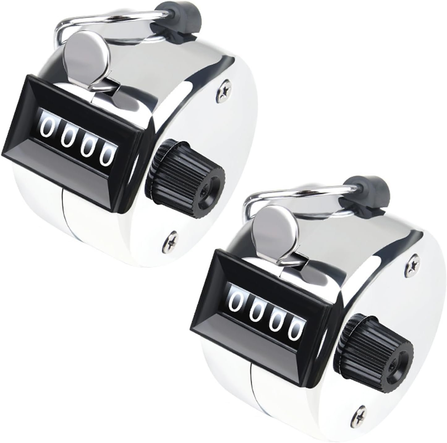 2-Pack Stainless Steel Hand Tally Counter with 4-Digit Display, Mechanical Clicker for Golf, Sports, and Event Attendance Tracking