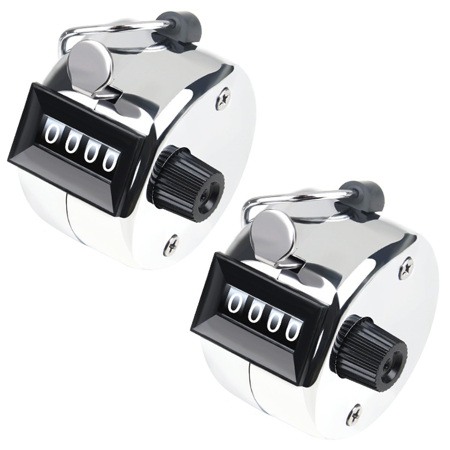 Tiyujonem 2-Pack Stainless Steel Hand Tally Counter with 4-Digit Display, Mechanical Clicker for Golf, Sports, and Event Attendance Tracking