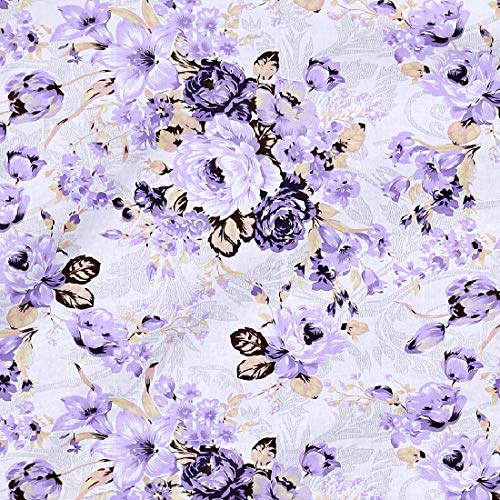 Image of Swayam Pure Cotton Double Bedsheet with 2 Pillow Covers | Size 90 x 100 inch | 160 TC | Floral Design | Soft Breathable Bed Sheet | Comfortable & Durable for Bedroom - Purple