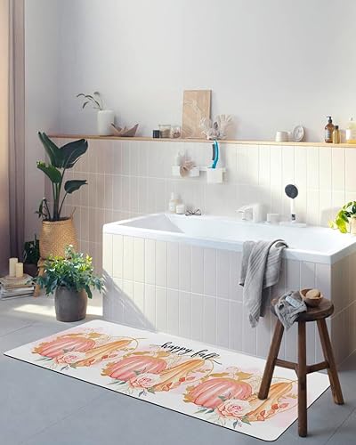 Miniatura 9 de Orange Pink Pumpkin Bath Mat for Tub,Non Slip Bathroom Floor Runner Rug Quick Dry & Absorbent Diatomaceous Earth Shower Sink Kitchen Washable