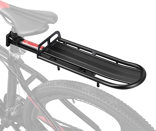 Flexzion Portabicicletas ajustable, capacidad de 20 libras, color negro, soporte de carga trasero para bicicleta, soporte universal de aluminio