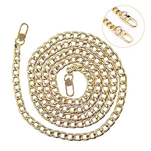 Handväska kedja med spännen, crossbody metallkedja plånbok kedjor axelremmar ersättning för väskor, 120 cm handväska handtag gyllene kedjor järnbälte kedja för kvinnor