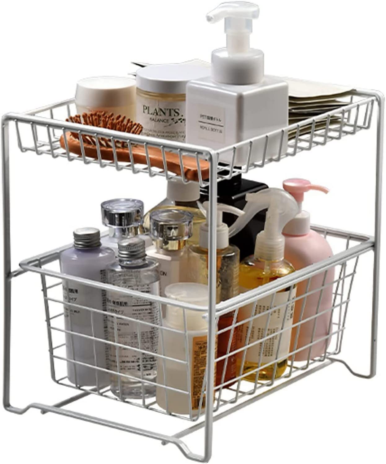 Rangement sous évier Support de rangement sous évier à 2 niveaux, étagère de rangement pour cuisine et salle de bain, organisateur d'étagère de placard, pour cuisine à domicile, salle de bain, étagè
