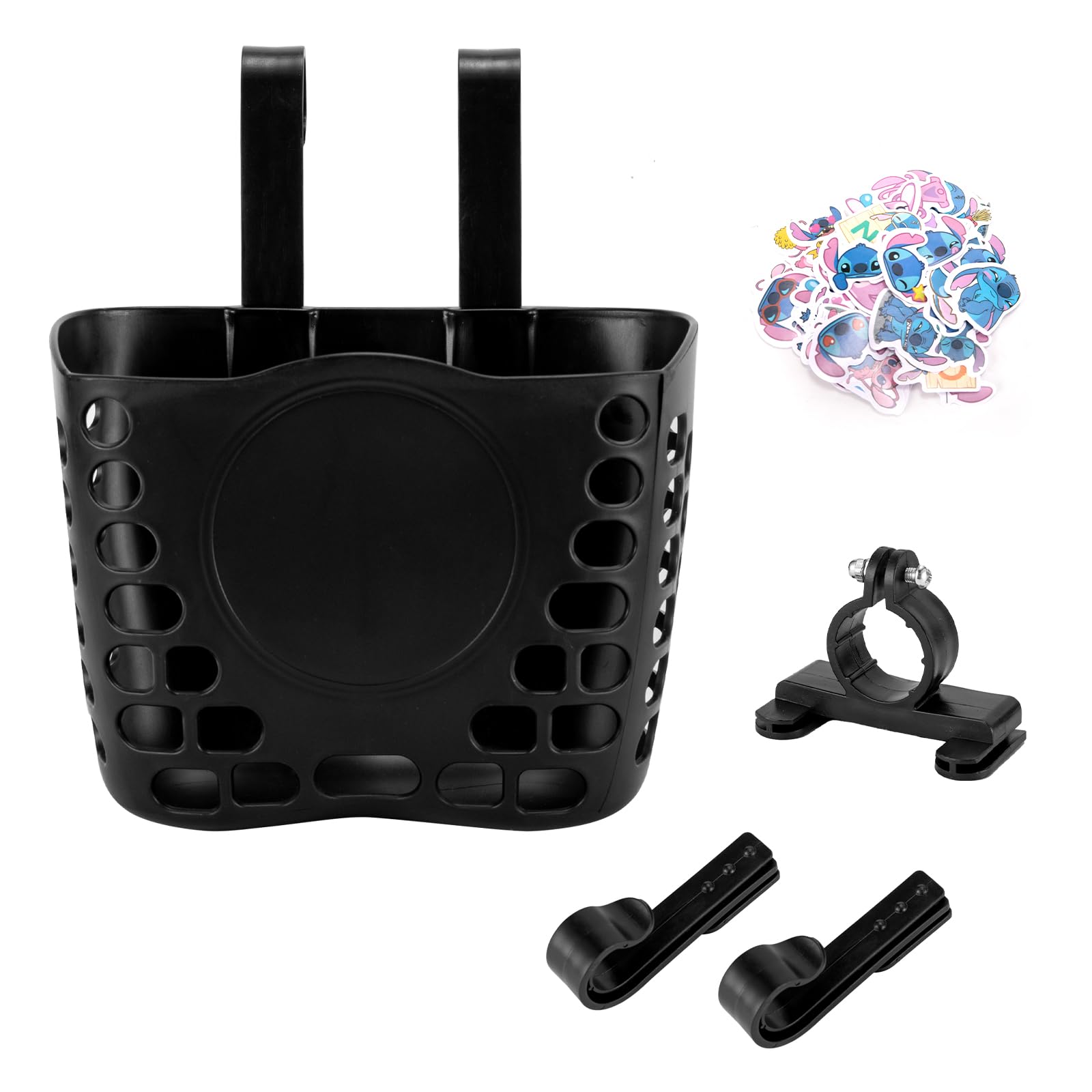 Kids Bike Basket - Children's Adjustable Straps Front Basket for Boys & Girls, Strong Load Bicycle Handlebar Front Basket for Outdoor Cycling(Black)