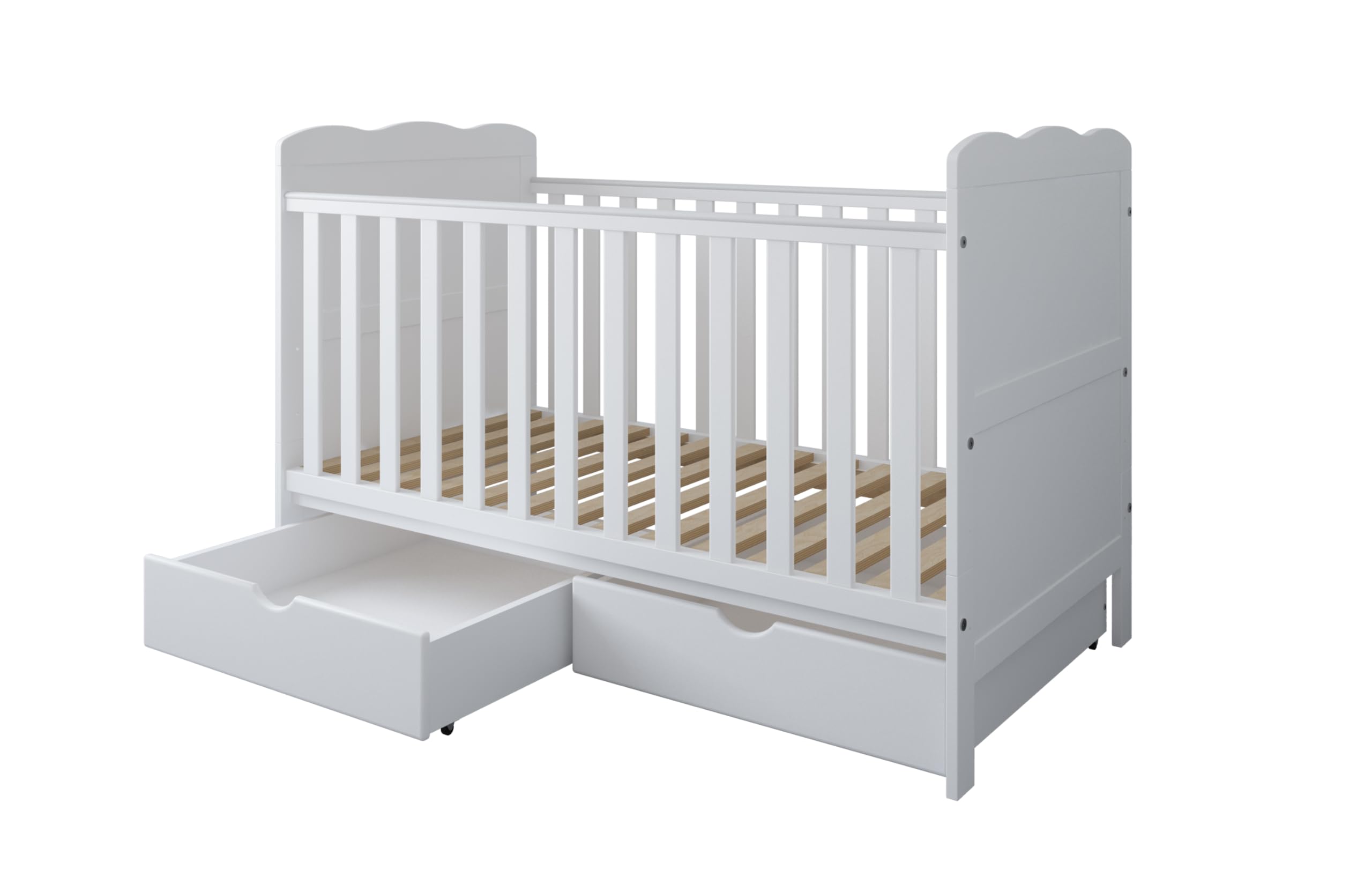 zee Cuna Bebé Blanca 140x70 Isabel 2 en 1 con Cajones