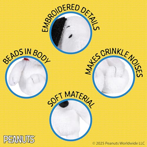 Image of Kids Preferred Peanuts Charlie Brown Snoopy Plush with Crinkle Feet, Extra Soft Stuffed Animal Toy for Baby Toddler Boys & Girls 12 Inch Size