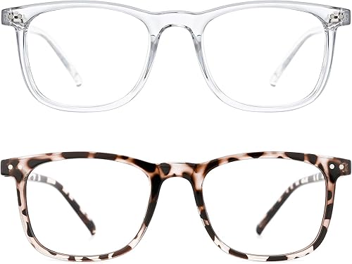 TIJN Paquete de 2 lentes de bloqueo de luz azul, para lectura en computadora, juegos, televisión, teléfonos, lentes para mujeres y hombres,
