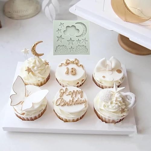 Miniatura 2 de 1 molde de silicona con forma de nubes de luna y estrella, moldes de chocolate para manualidades, fondant, galletas, nube, fondant, luna para