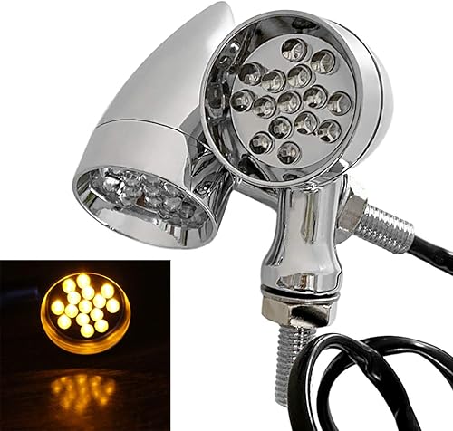 Miniatura 2 de FATECIM 2 luces LED de señal de giro para motocicleta, color negro, para Harley Honda, Kawasaki, Suzuki, Yamaha, motocicleta personalizada, Cruiser