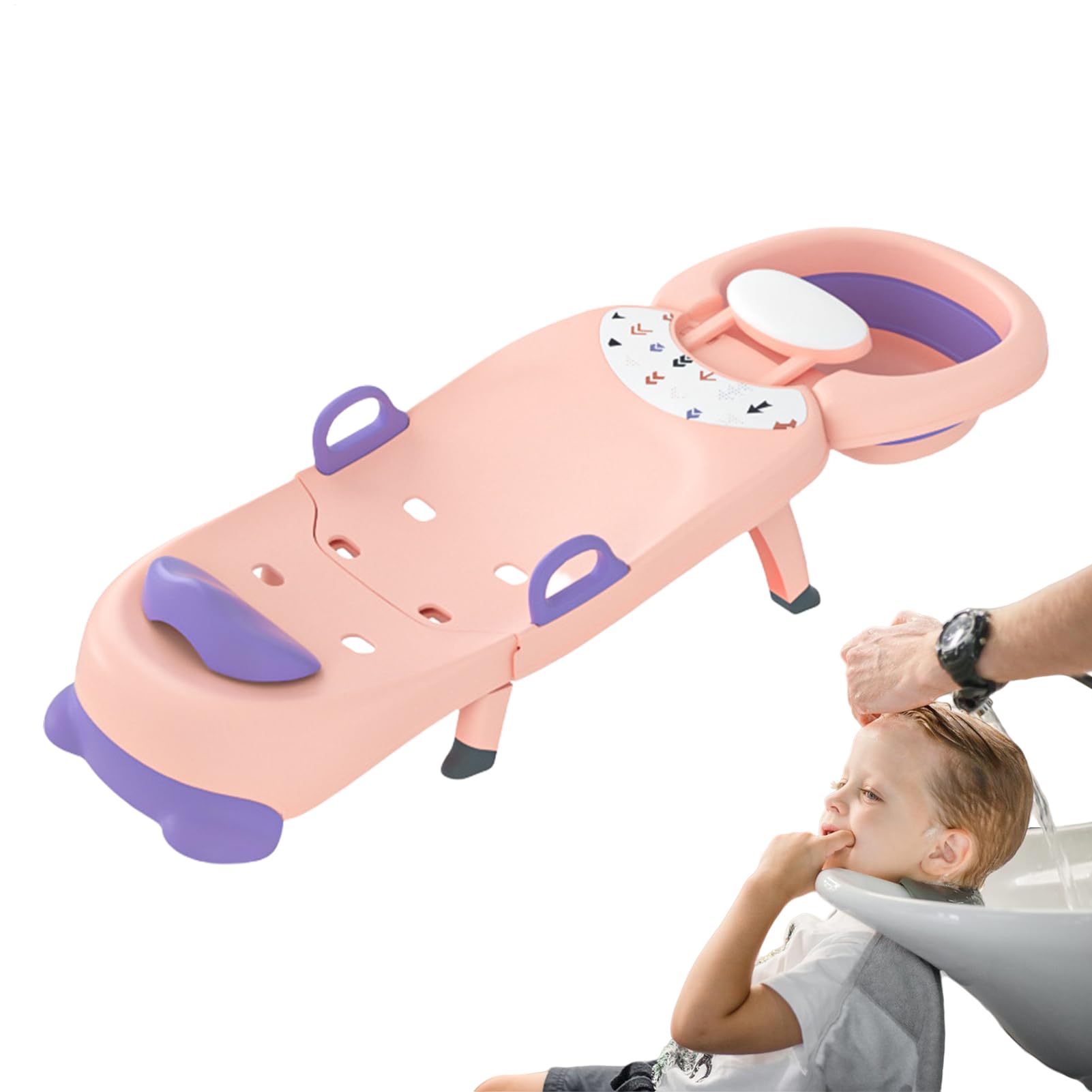 Kinder-Shampoo, faltbar, für Salonsitz, 45,66 Zoll, tragbar, verstellbare | Kopfhalterung, bequemes Reclining-Design für Zuhause, Kleinkinder, Haarpflege-Lösung