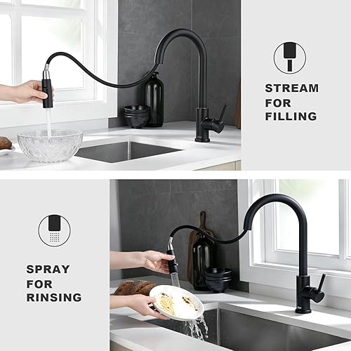 Miniatura 17 de Tohlar Grifo de agua potable para fregadero de cocina, grifo de agua filtrada de níquel cepillado, grifo de ósmosis inversa sin plomo, sistema de