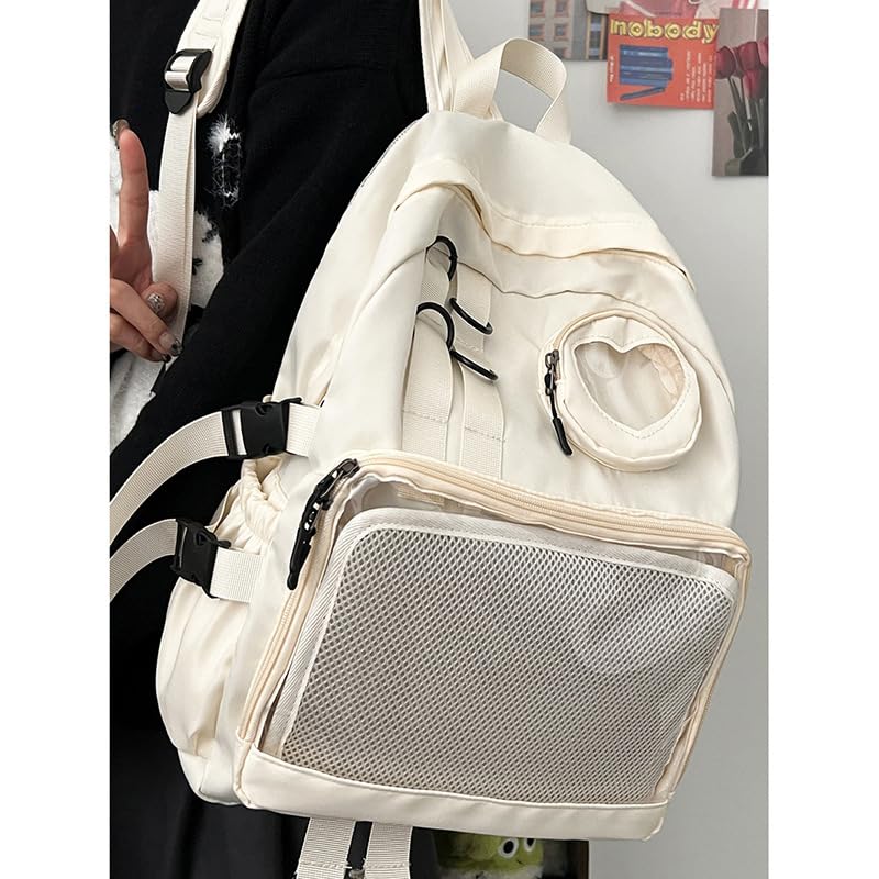 Large Capacity Nylon Backpack for Women Waterproof Lightweight Breathable Casual Bag with Curved Shoulder Straps(Pink)2